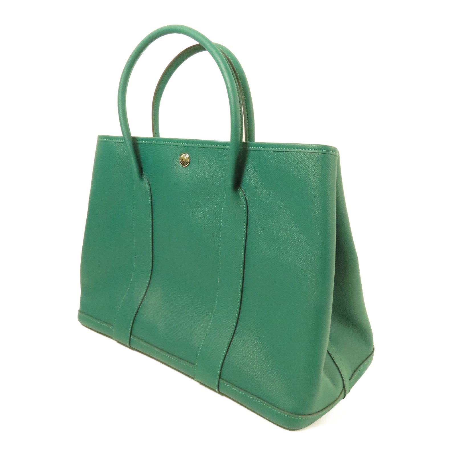 HERMES Epsom皮革Garden Party PM銀扣手挽袋Cactus