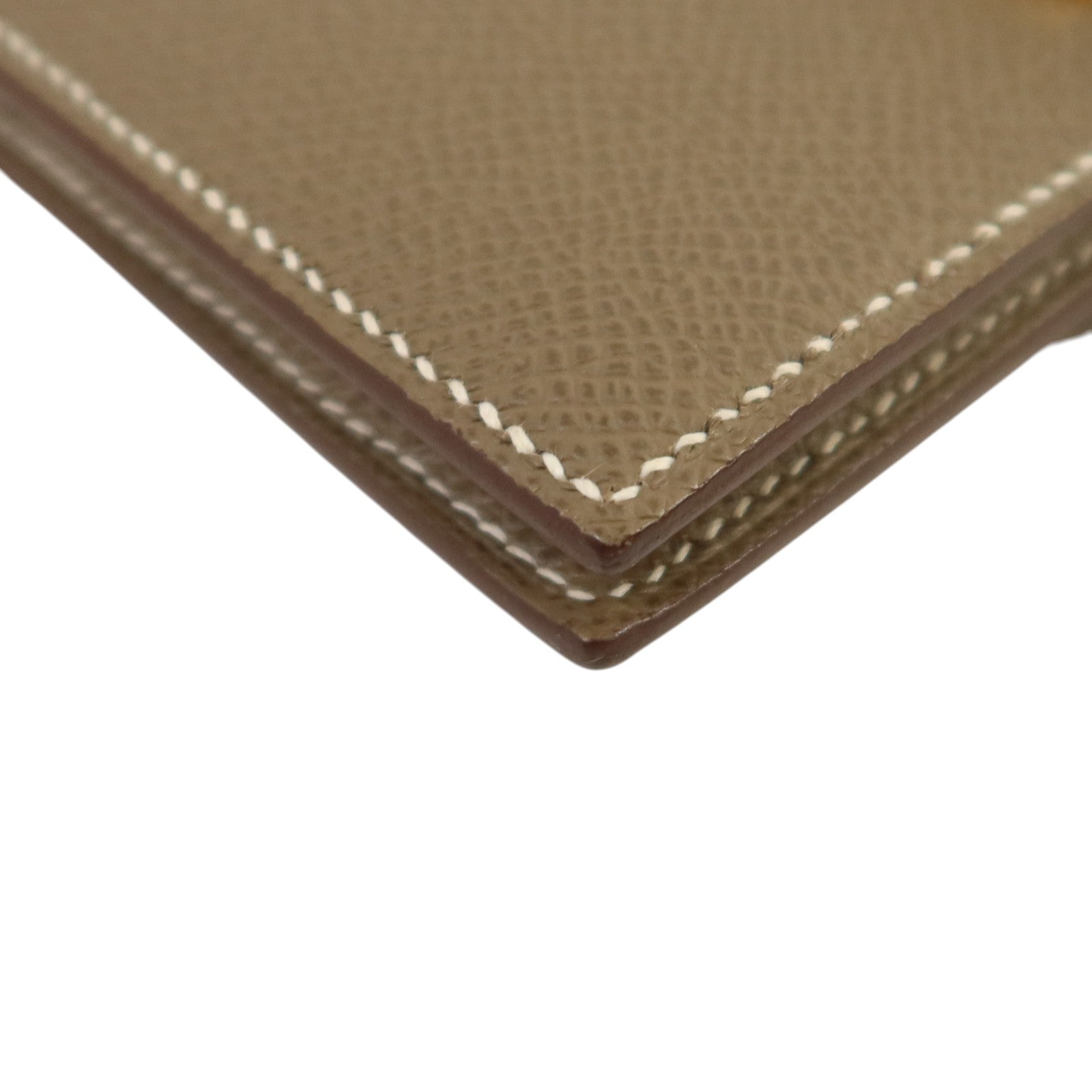 HERMES Epsom皮革Bearn Compact Wallet金扣錢包Etoupe
