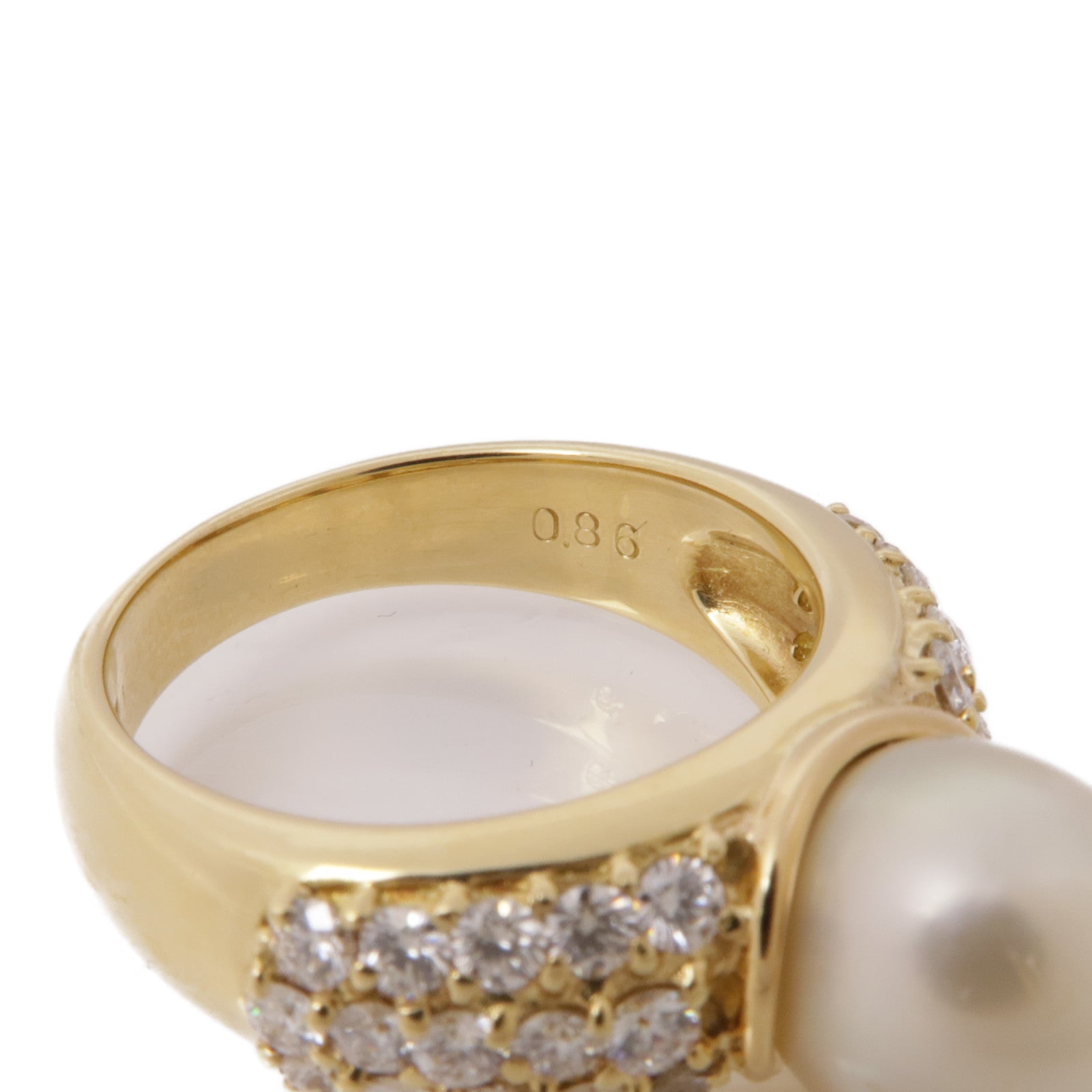 JEWELRY 【激減優惠】18K黃金Pearl Diamond Ring珍珠/鑽石戒指US#6.25