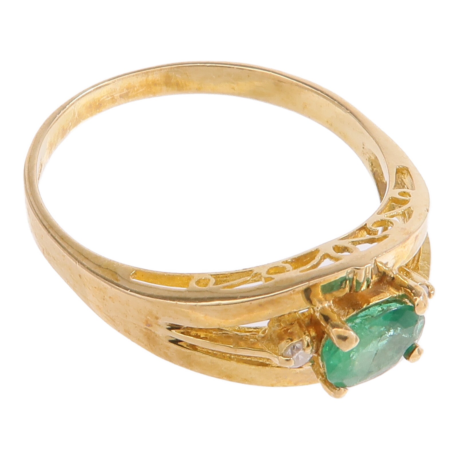 JEWELRY 14K黃金Ring綠寶石/鑽石戒指