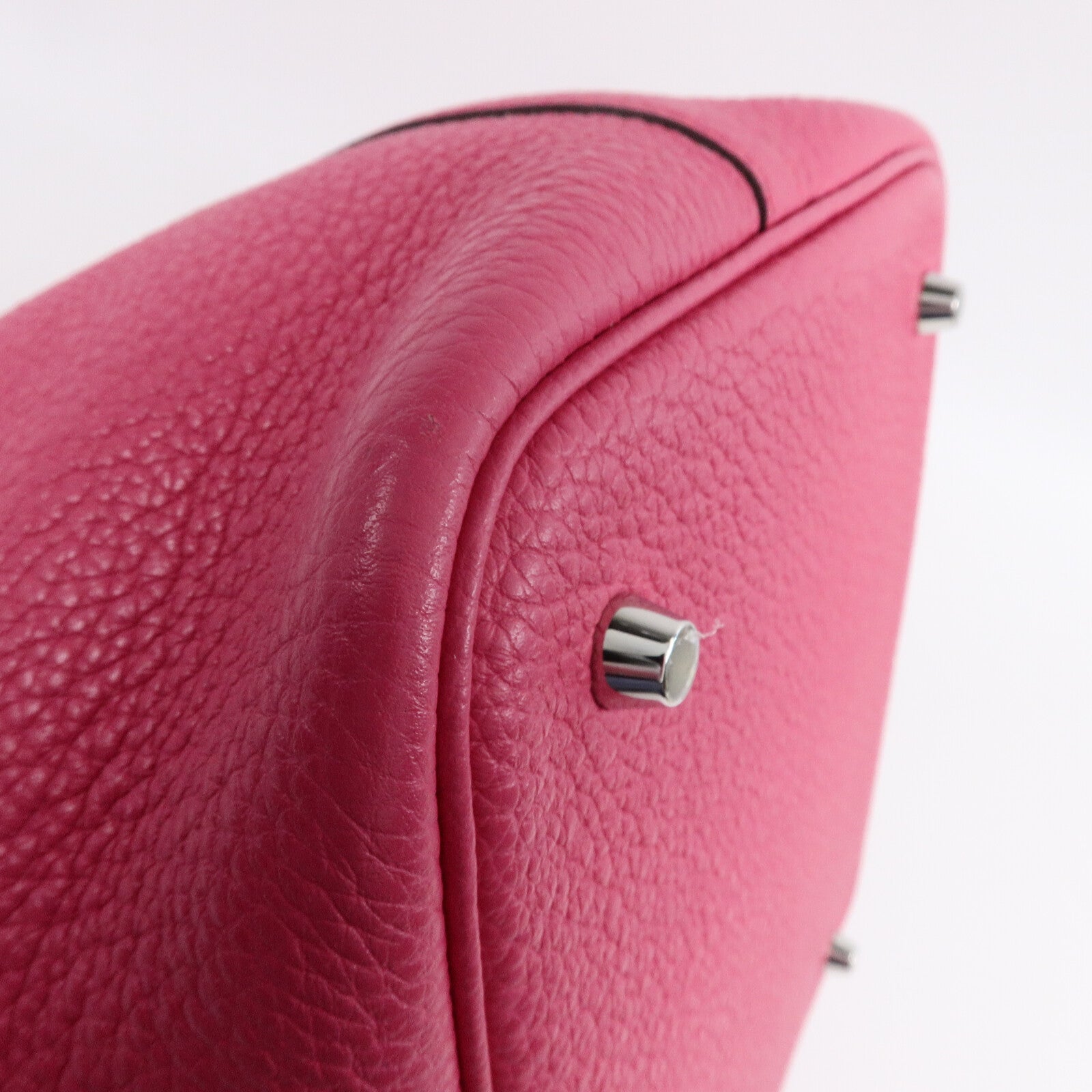 HERMES Clemence皮革Picotin MM扣手挽袋Rose Shocking