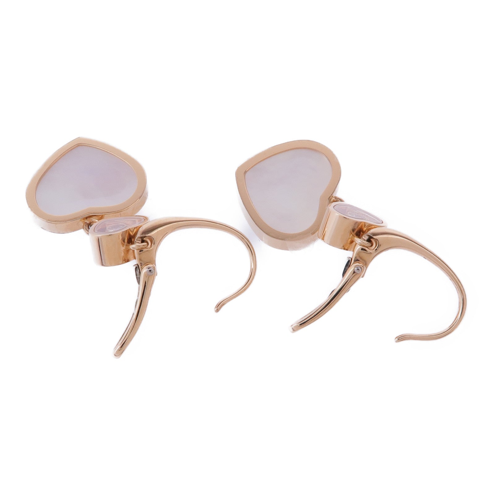 Chopard 18K玫瑰金Happy Hearts Earrings珍珠母貝/鑽石耳環