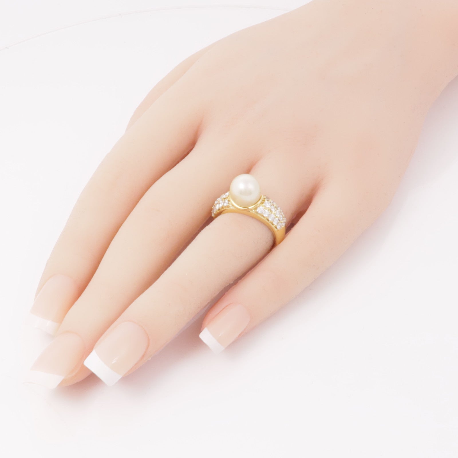 JEWELRY 【激減優惠】18K黃金Pearl Diamond Ring珍珠/鑽石戒指US#6.25