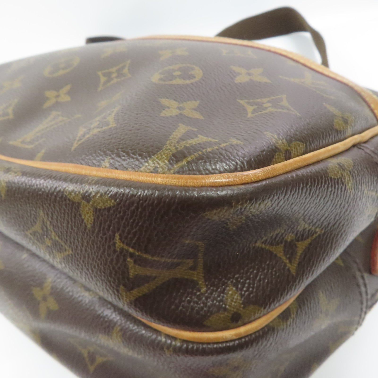 LOUIS VUITTON Monogram Reporter PM金扣肩背袋啡色·