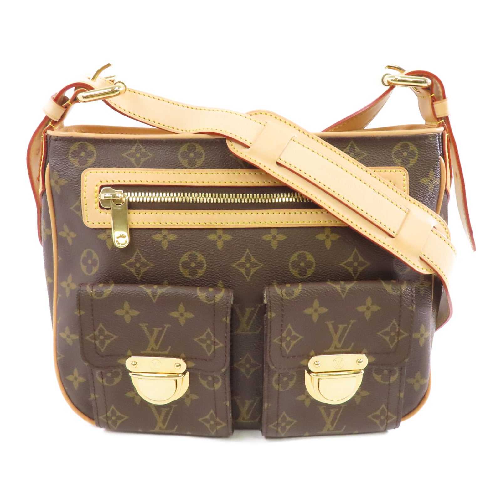 LOUIS VUITTON Monogram Hudson GM金扣肩背袋啡色