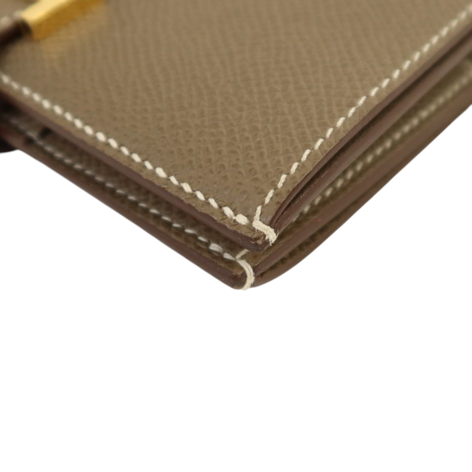 HERMES Epsom皮革Bearn Compact Wallet金扣錢包Etoupe