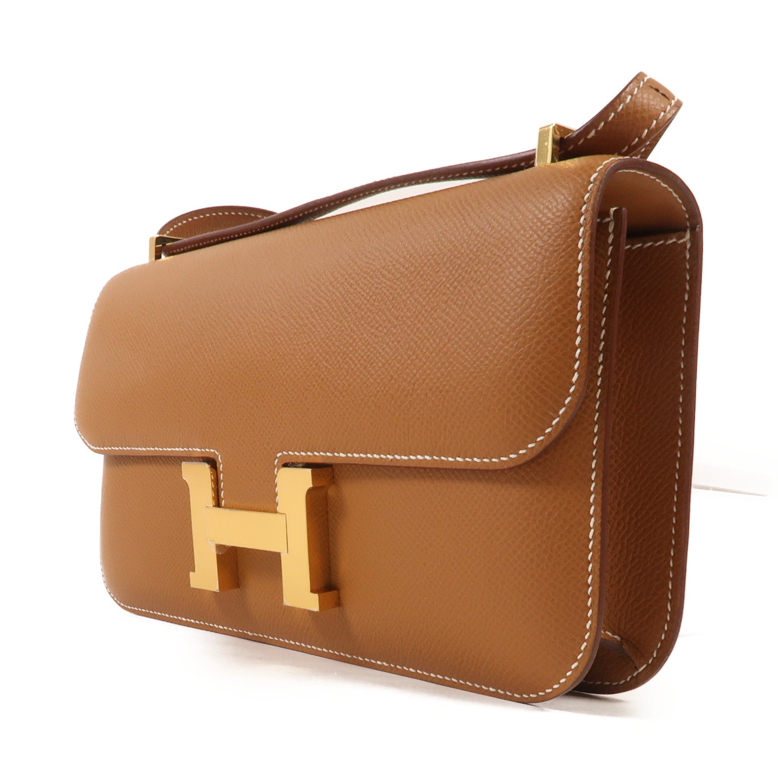 HERMES Epsom皮革Constance Elan金扣肩背袋Gold