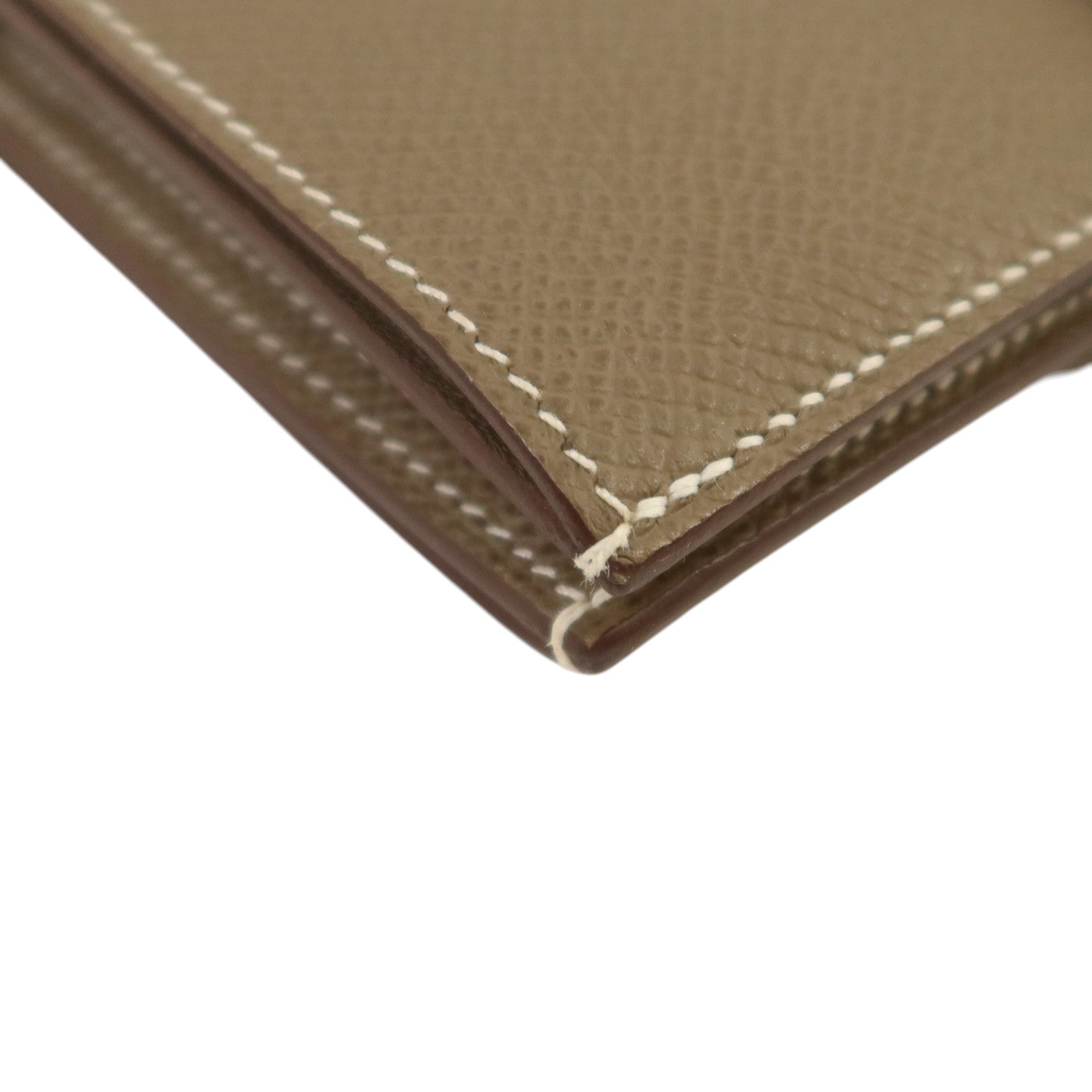 HERMES Epsom皮革Bearn Compact Wallet金扣錢包Etoupe