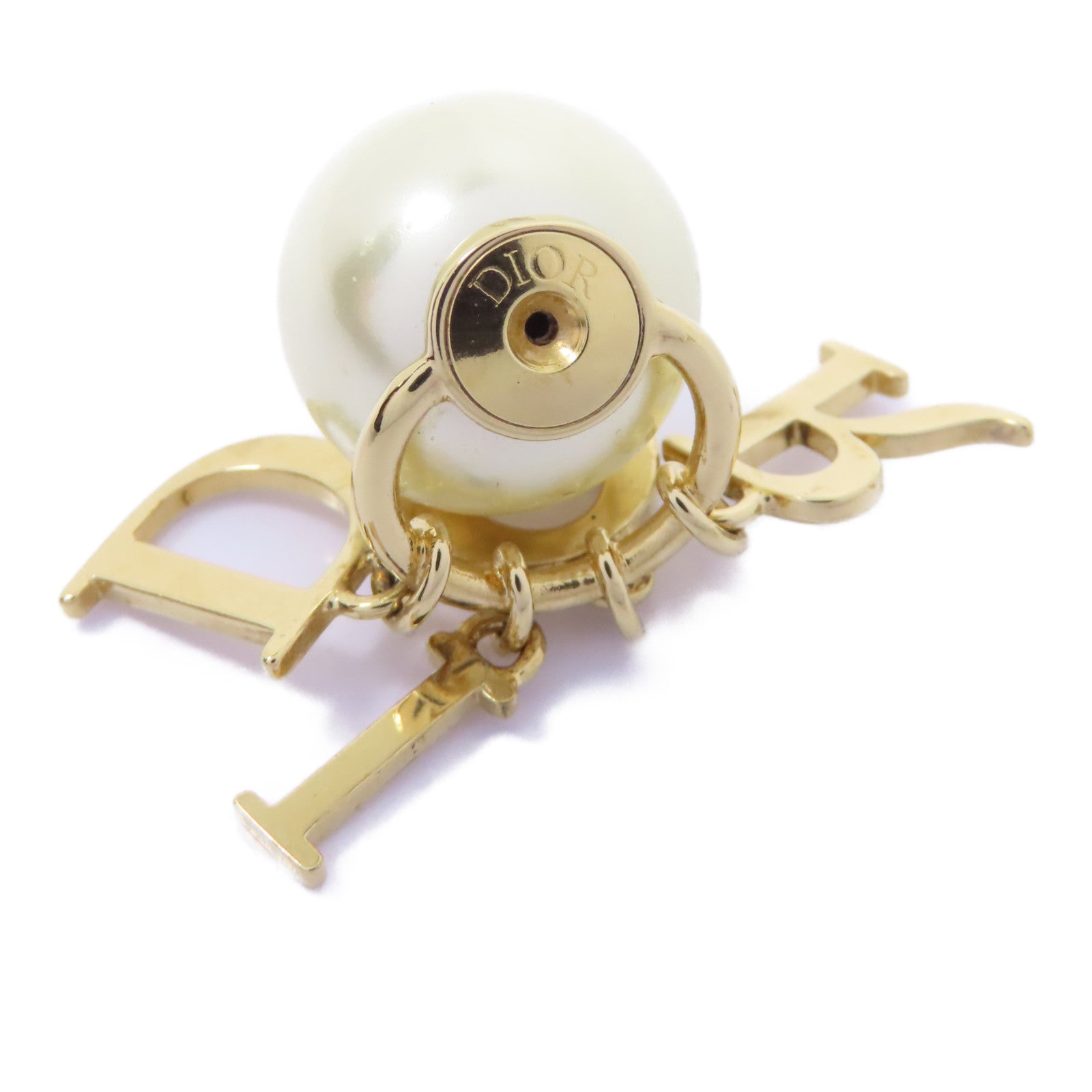 Dior 金屬/樹脂珍珠Tribales Earrings耳環金色/白色