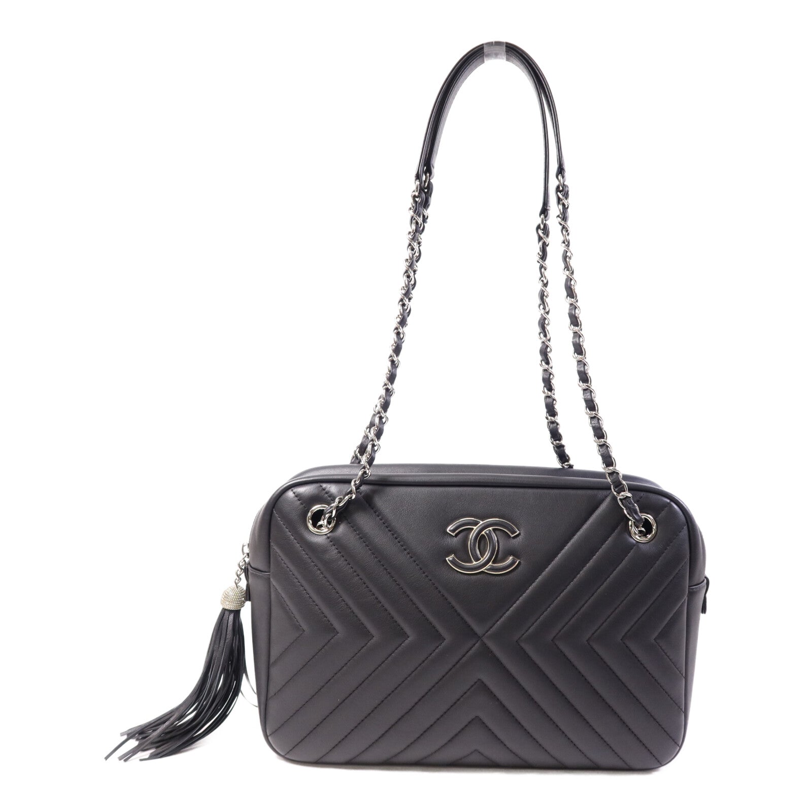 CHANEL 【激減優惠】牛皮皮革Shoulder Bag銀扣鏈帶肩背袋