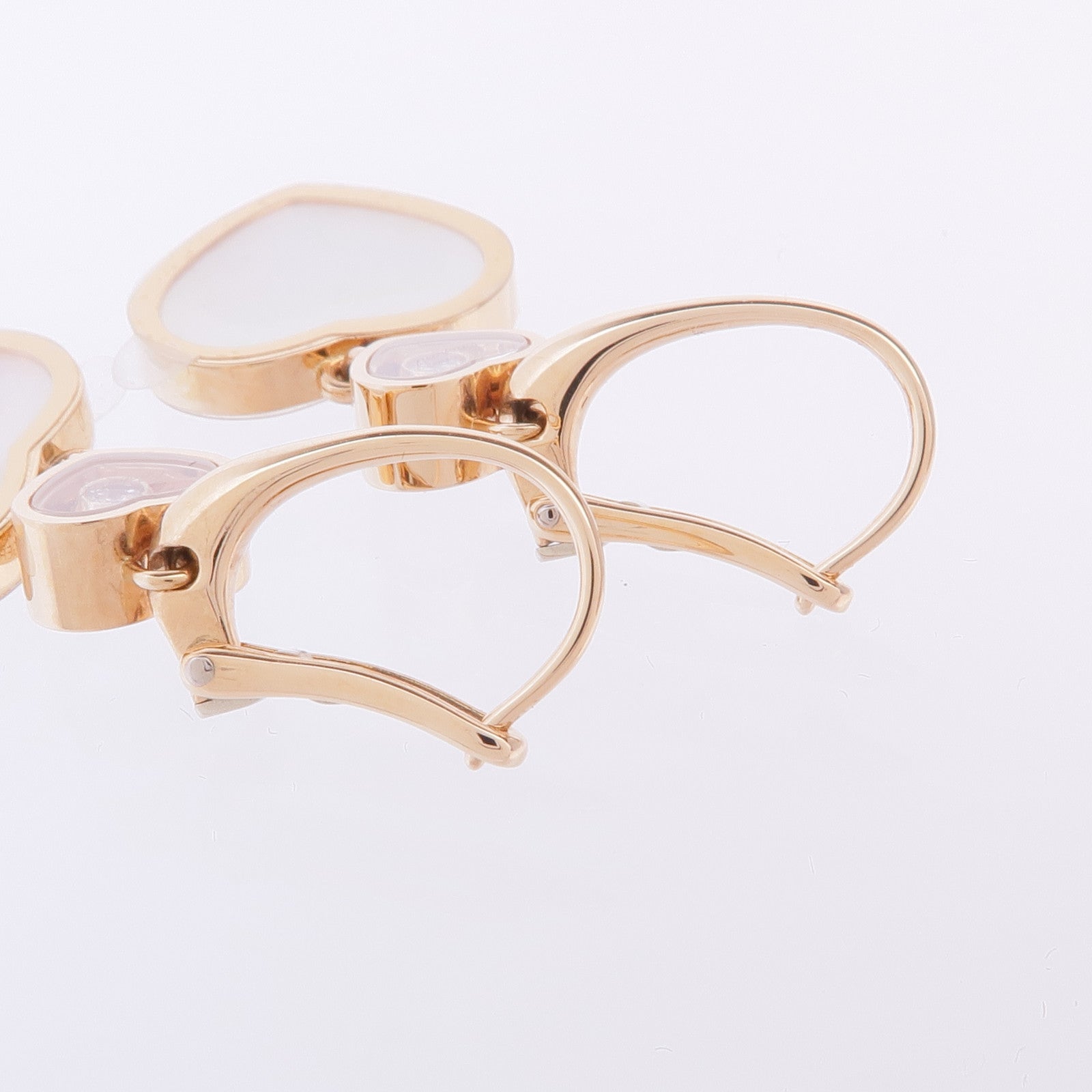 Chopard 18K玫瑰金Happy Hearts Earrings珍珠母貝/鑽石耳環