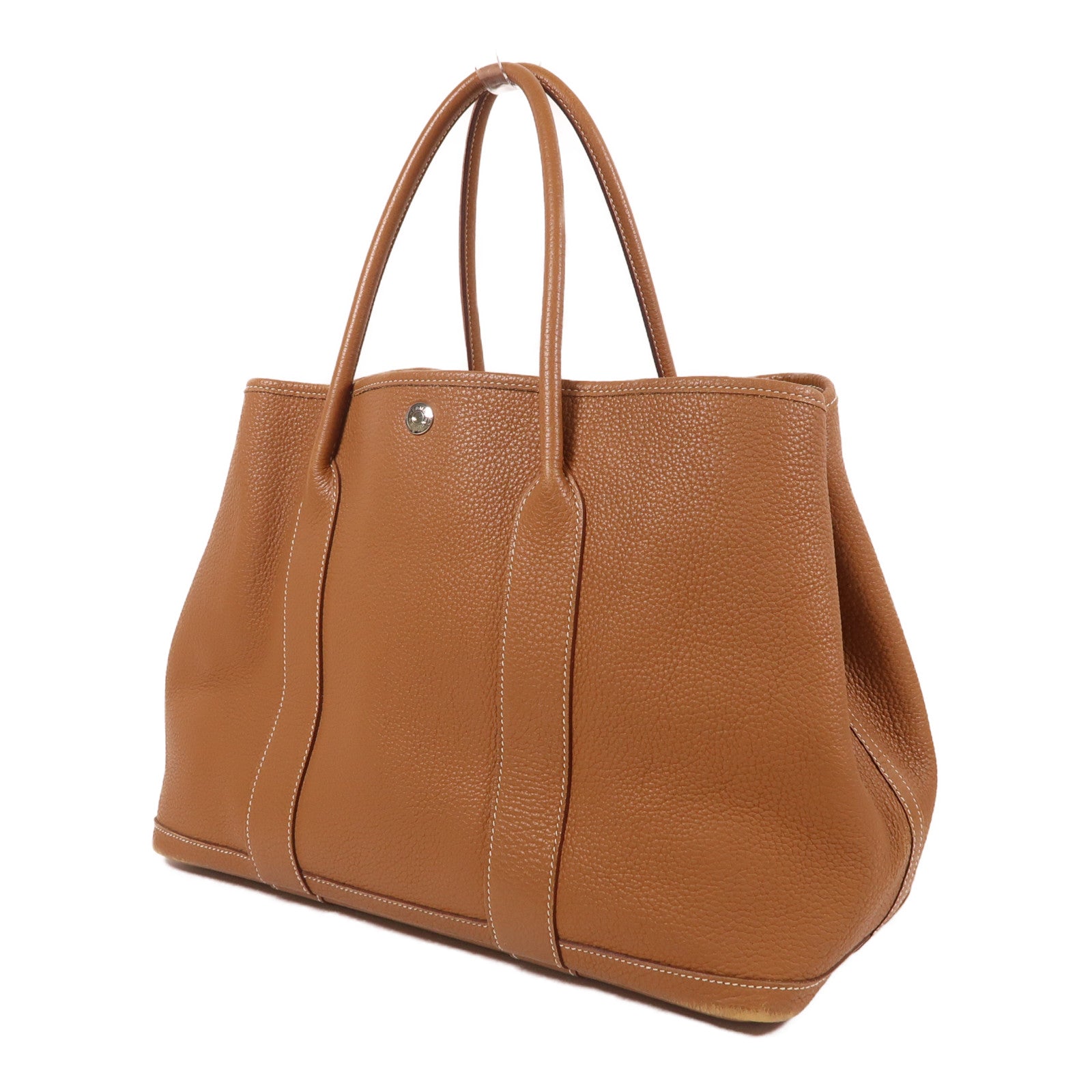 HERMES Negonda皮革Garden Party PM銀扣手挽袋金色