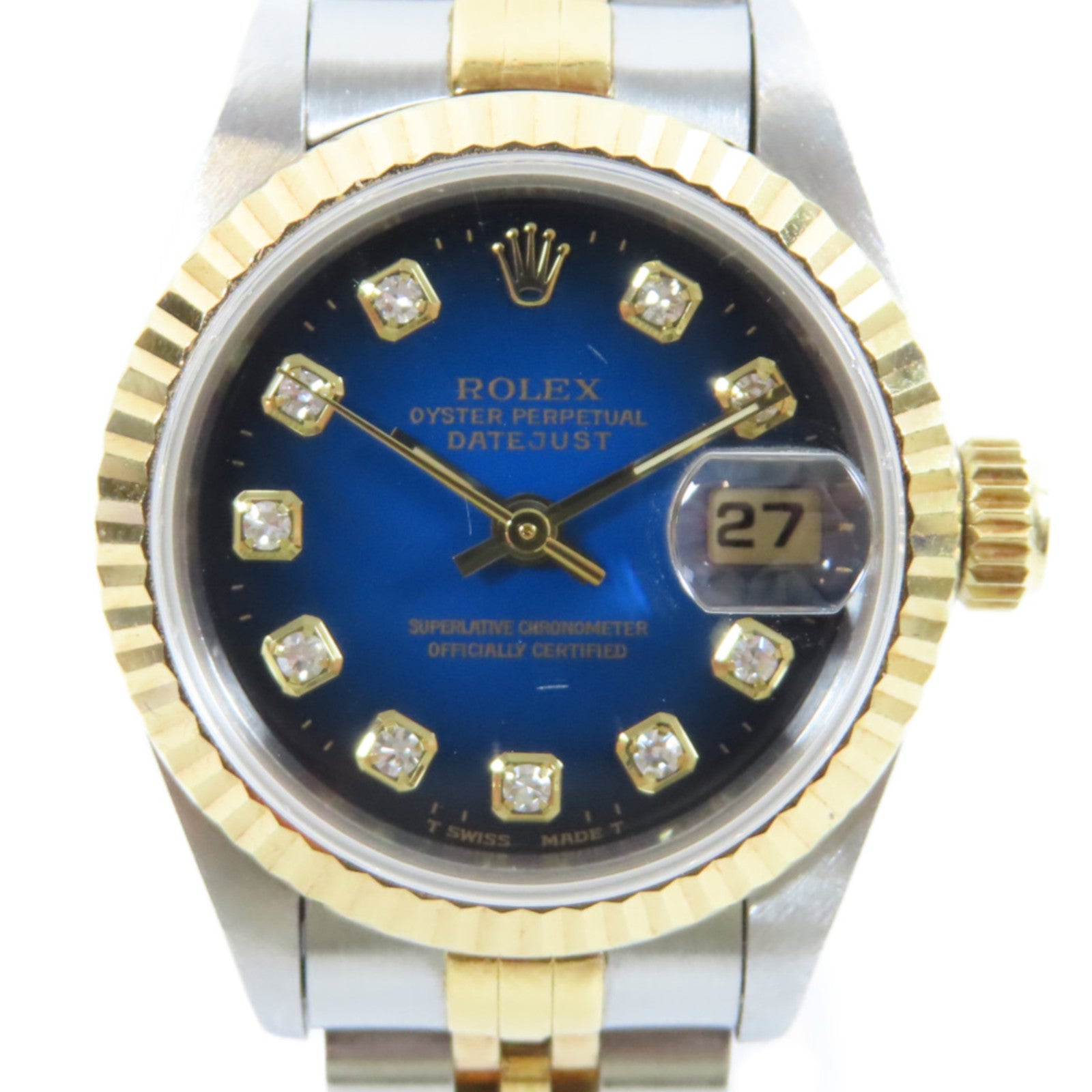 ROLEX 【激減優惠】18K黃金Lady Datejust 26mm不鏽鋼手錶自動機芯藍色