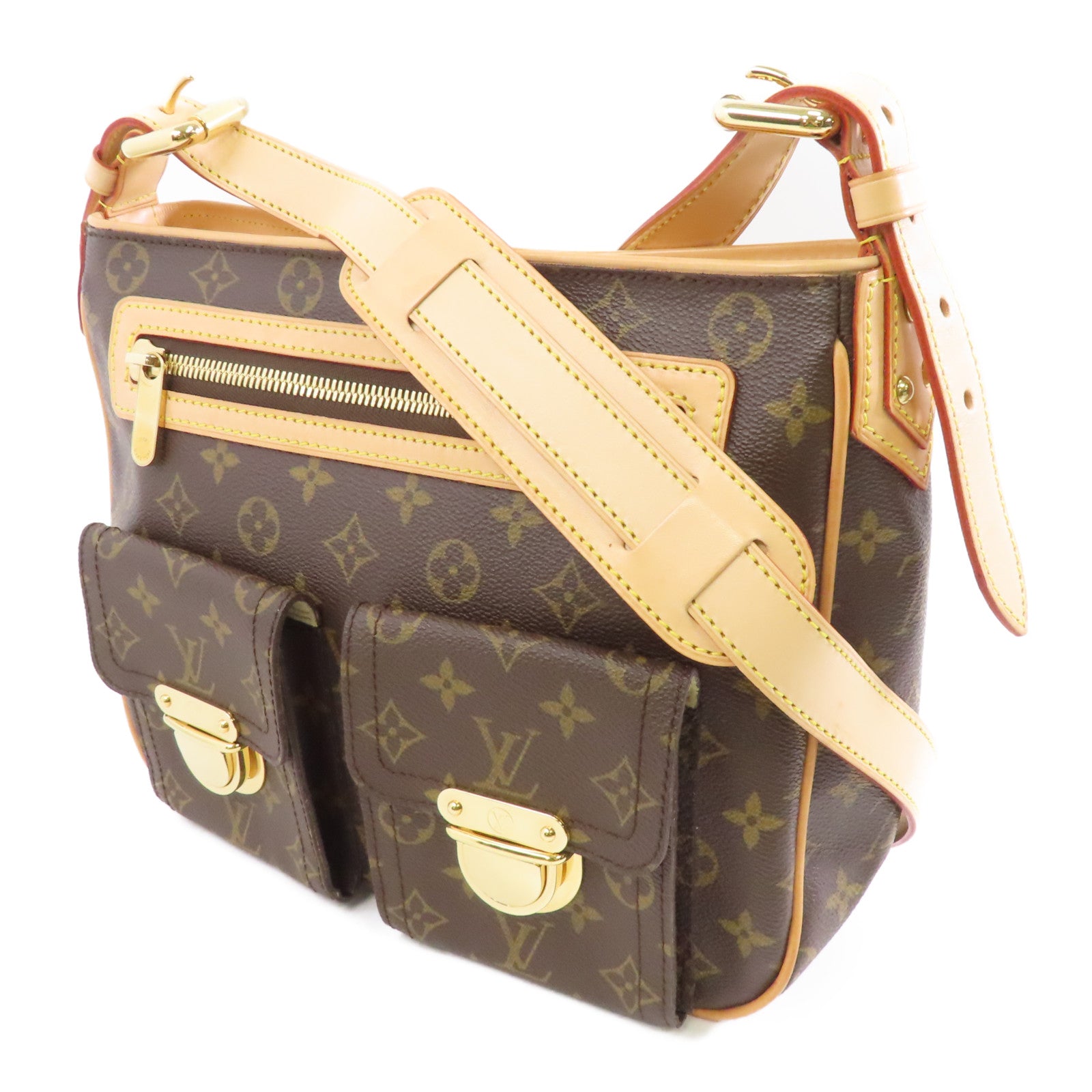 LOUIS VUITTON Monogram Hudson GM金扣肩背袋啡色