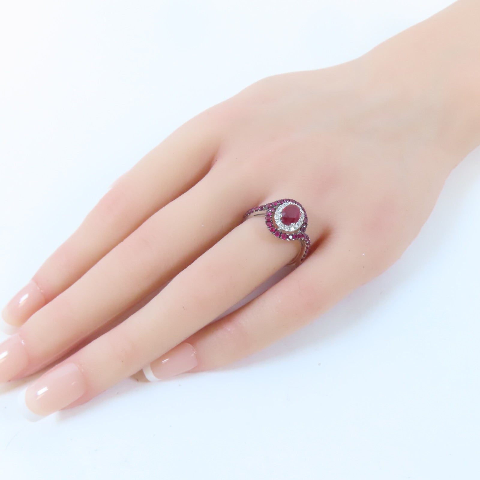 JEWELRY 【激減優惠】18K白金Ruby Ring 0.79ct/0.65ct紅寶石0.14ct鑽石戒指US#6
