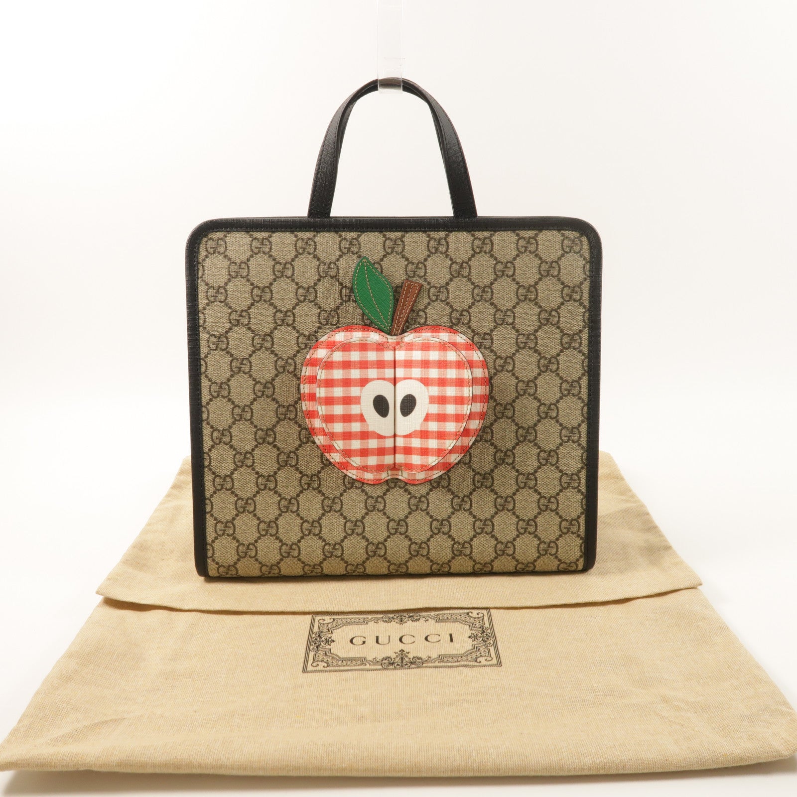 GUCCI 塗層帆布/牛皮皮革Tote Bag銀扣手挽袋