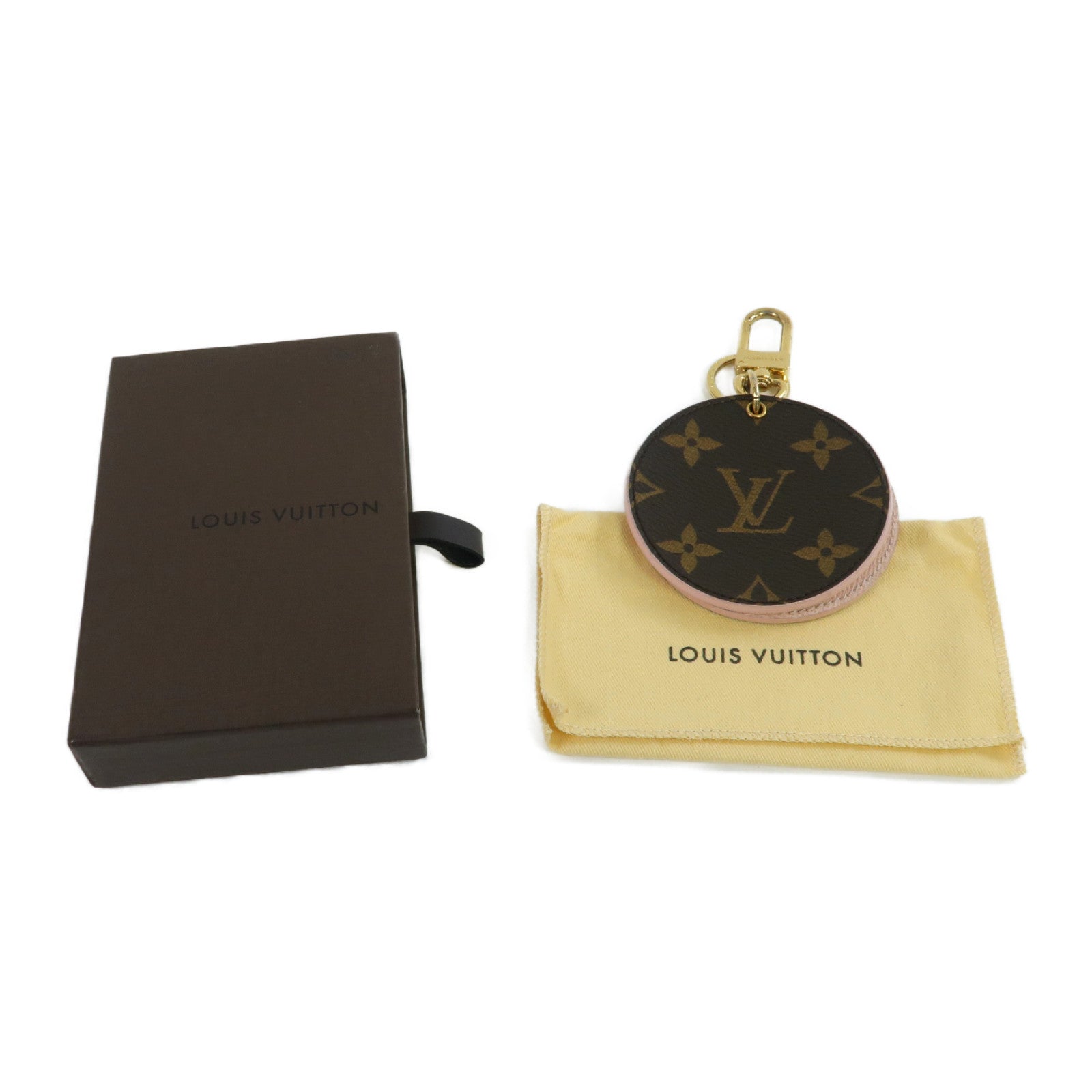LOUIS VUITTON 【激減優惠】Monogram Mirror Key Ring金扣鎖匙扣啡色/粉紅色