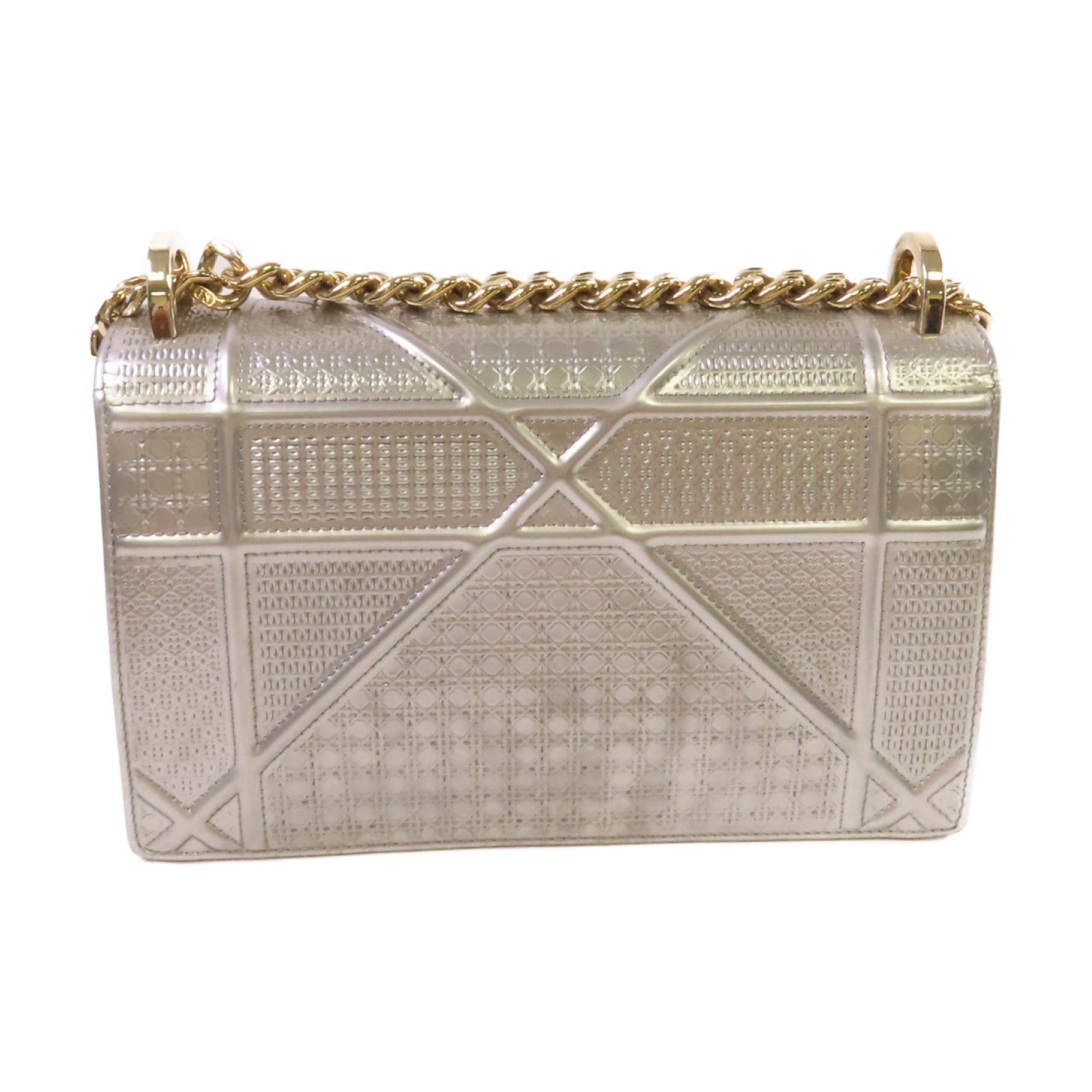 Dior 【清倉大減價】牛皮皮革Diorama Chain Shoulder Bag金扣鏈帶肩背袋銀色