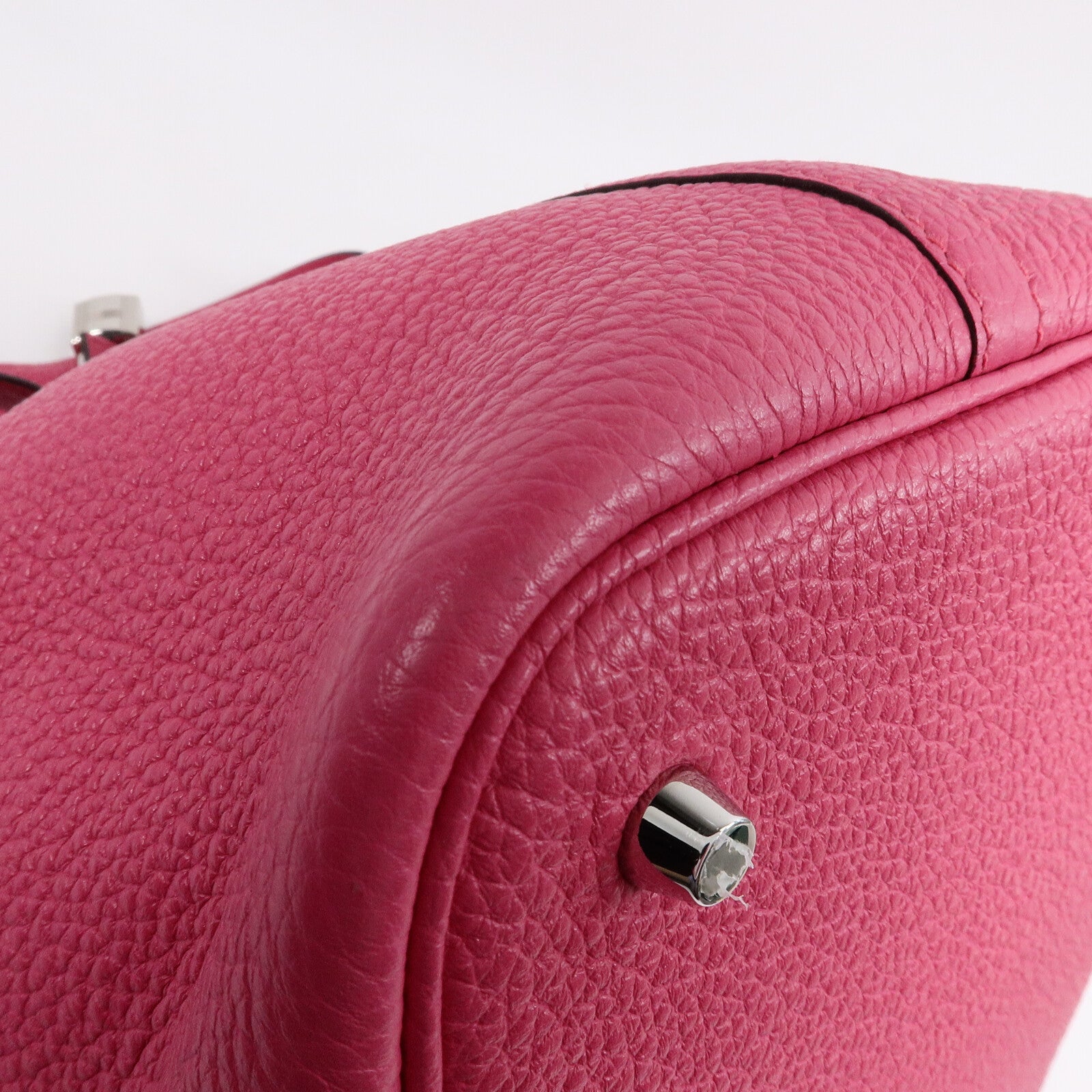 HERMES Clemence皮革Picotin MM扣手挽袋Rose Shocking