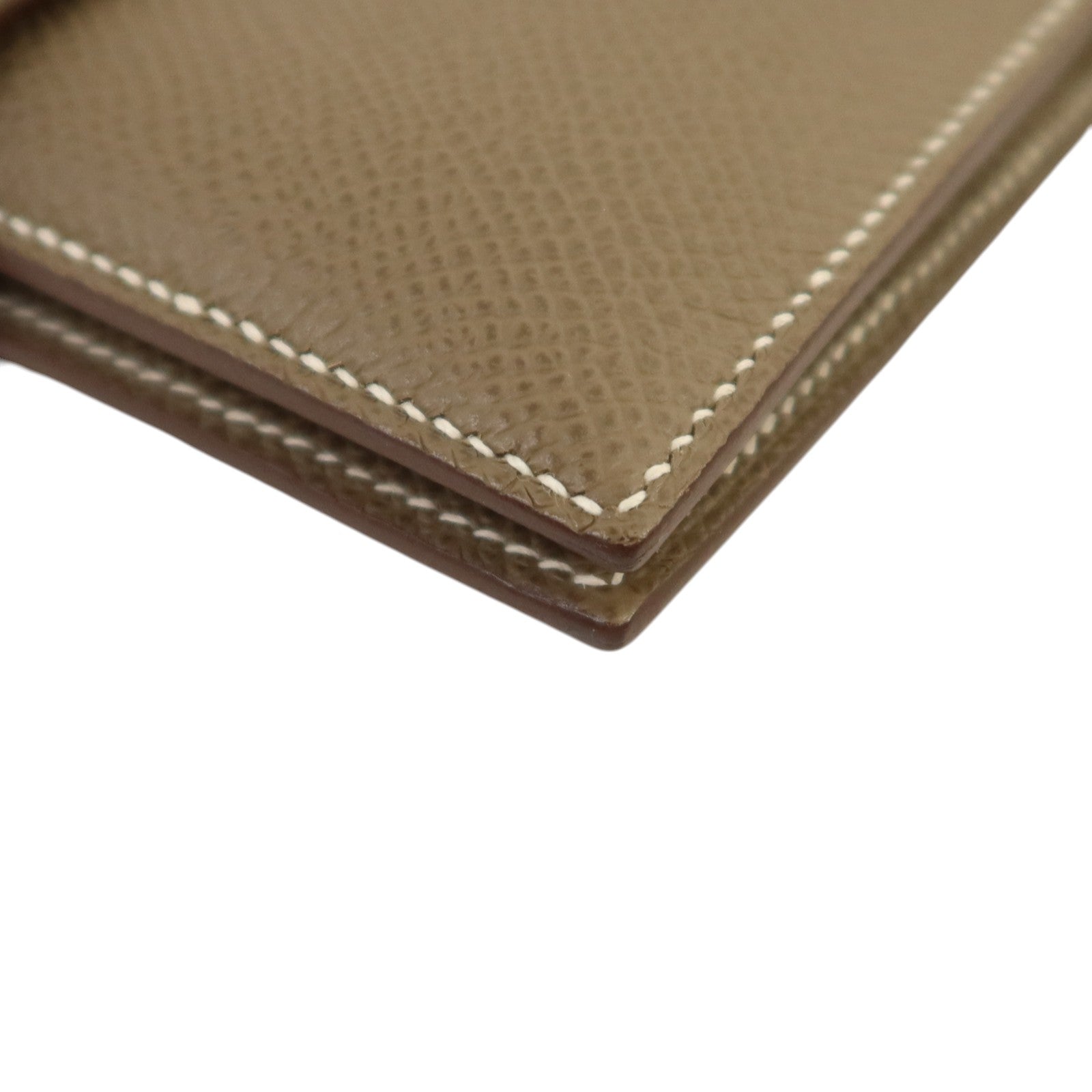 HERMES Epsom皮革Bearn Compact Wallet金扣錢包Etoupe