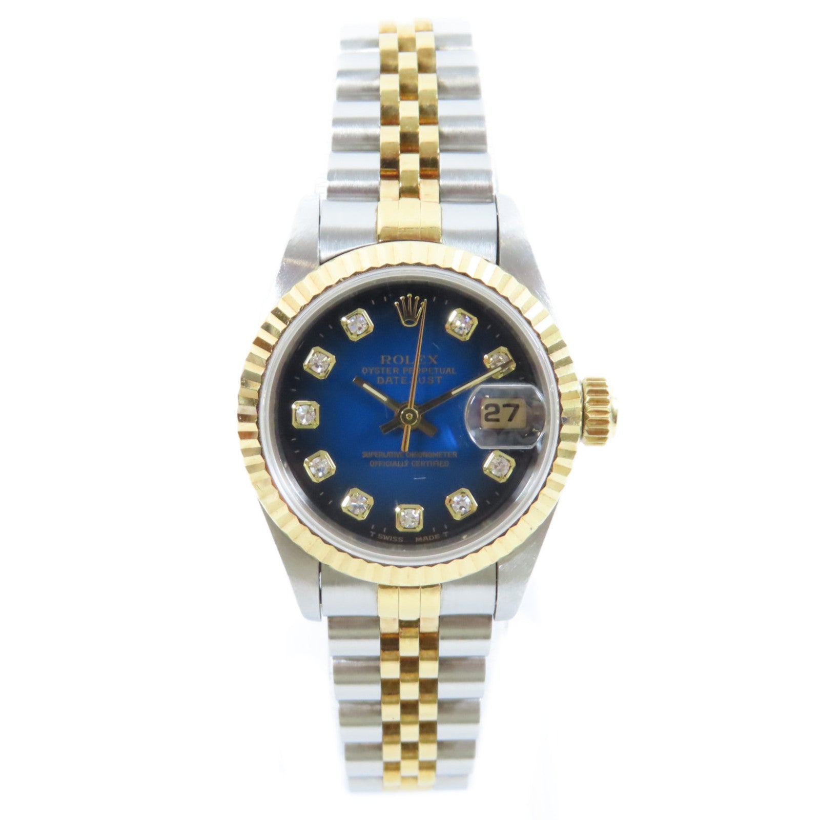 ROLEX 【激減優惠】18K黃金Lady Datejust 26mm不鏽鋼手錶自動機芯藍色