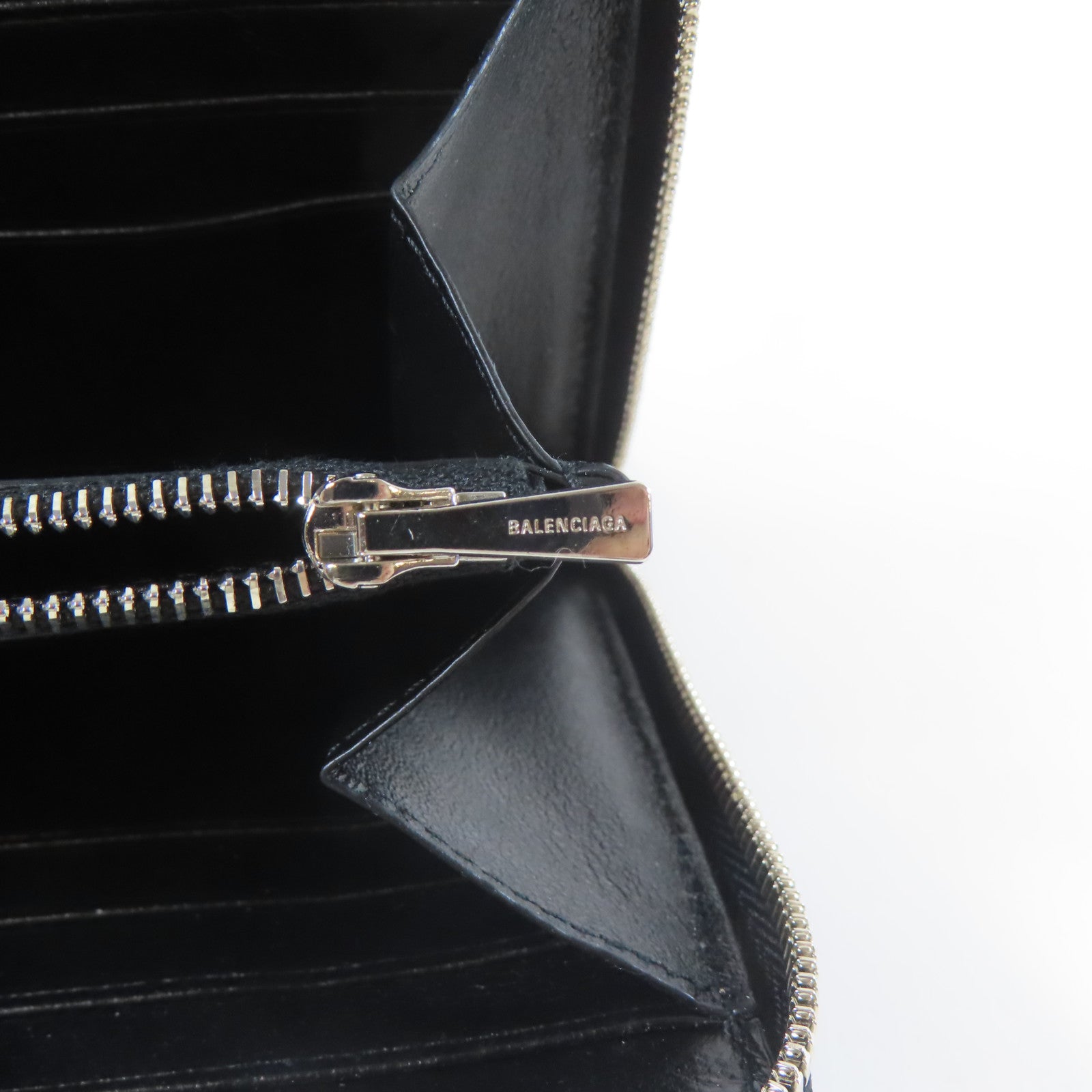BALENCIAGA 皮革Long Wallet銀扣長錢包黑色
