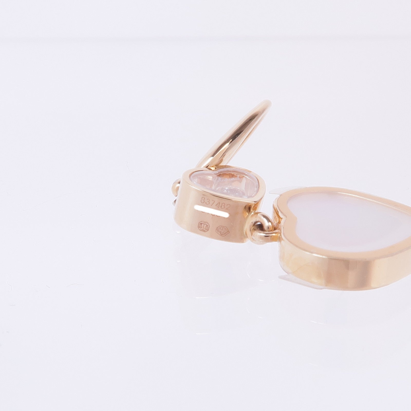 Chopard 18K玫瑰金Happy Hearts Earrings珍珠母貝/鑽石耳環