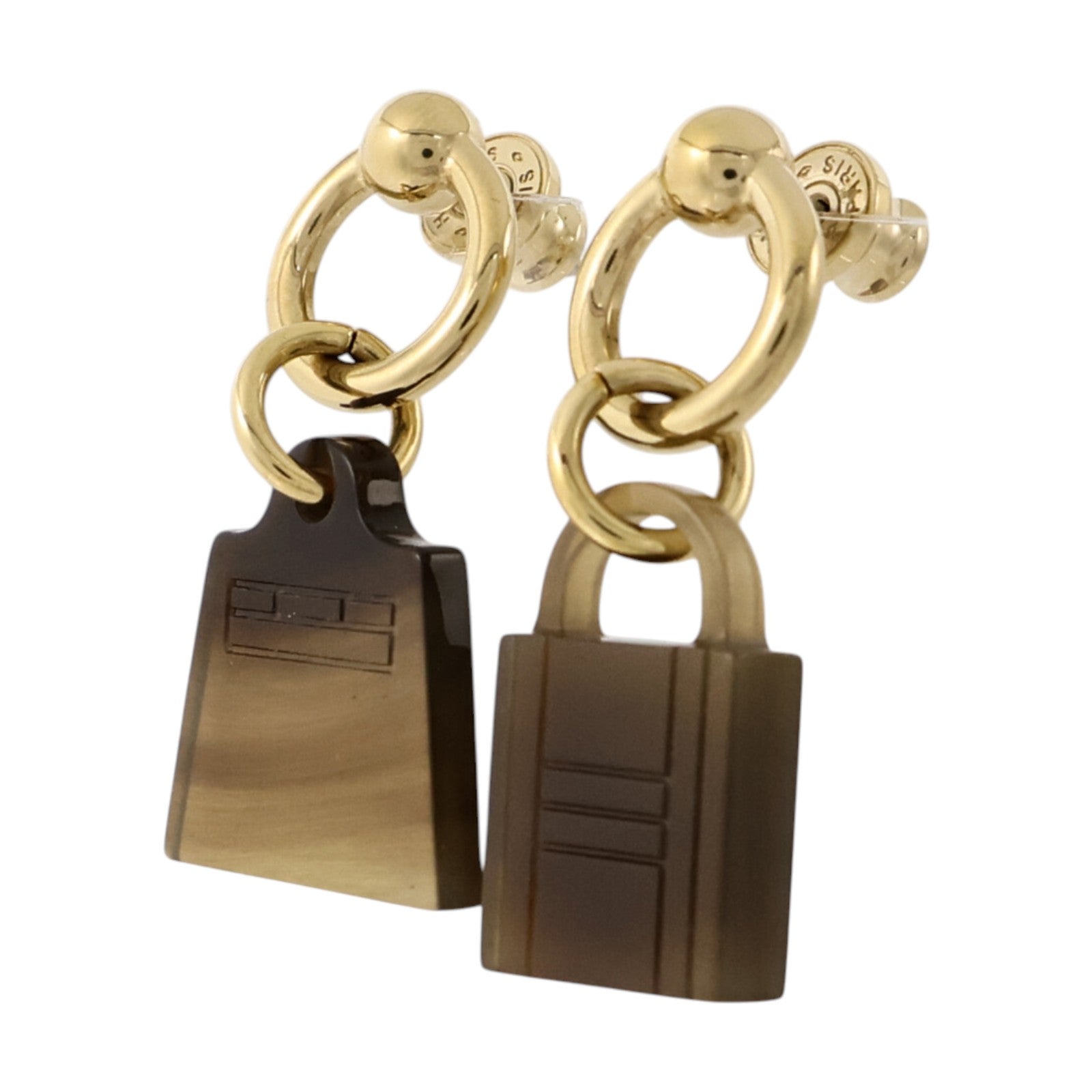 HERMES 金屬/水牛角Amulette Maroquinier Earrings耳環