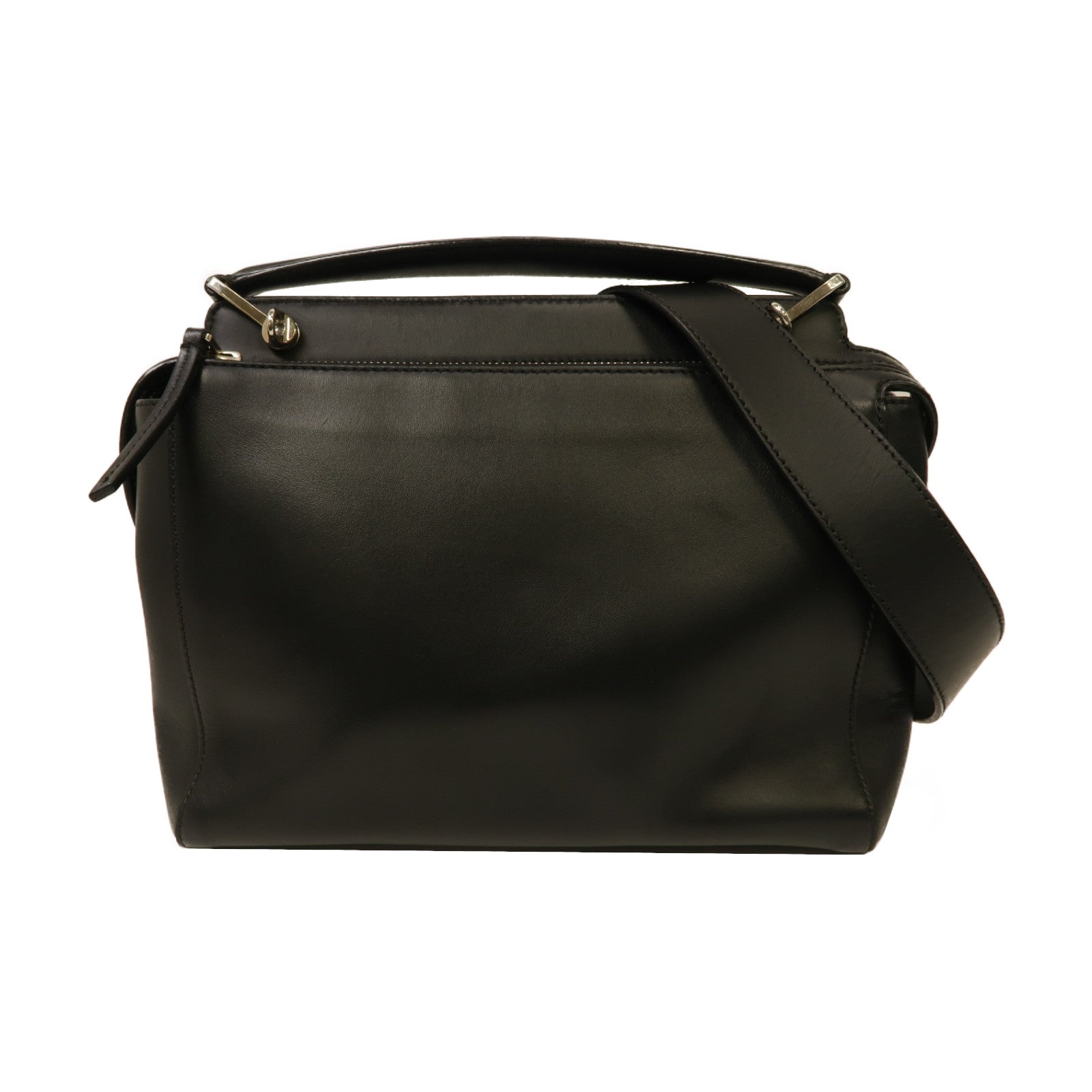 FENDI 牛皮皮革Dotcom 2 Way Shoulder Bag銀扣手挽肩背兩用袋黑色