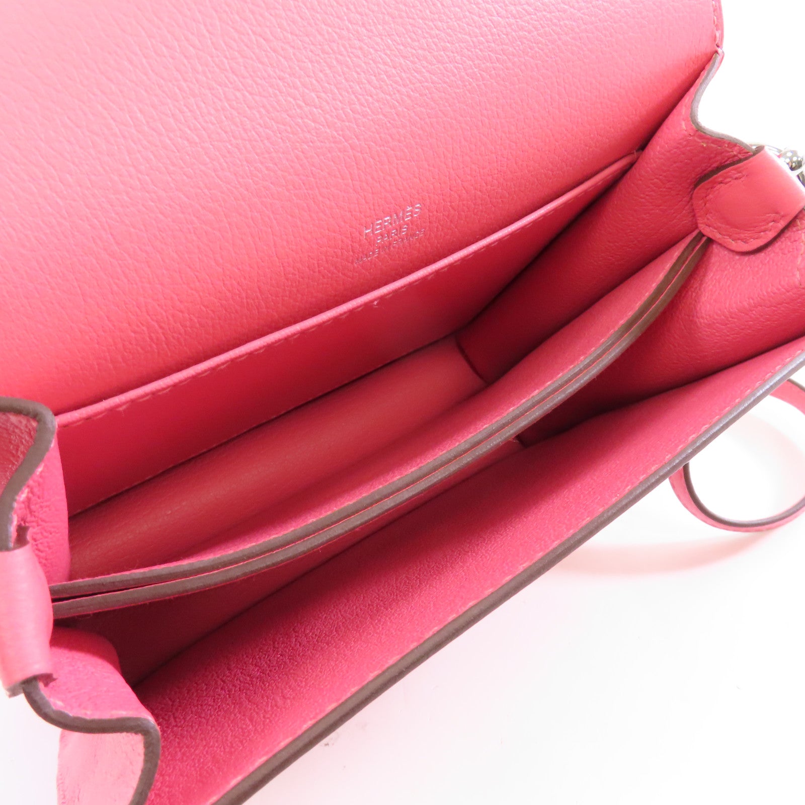 HERMES 【激減優惠】Evercolor皮革Mini Roulis銀扣肩背袋Rose Azalee粉紅色