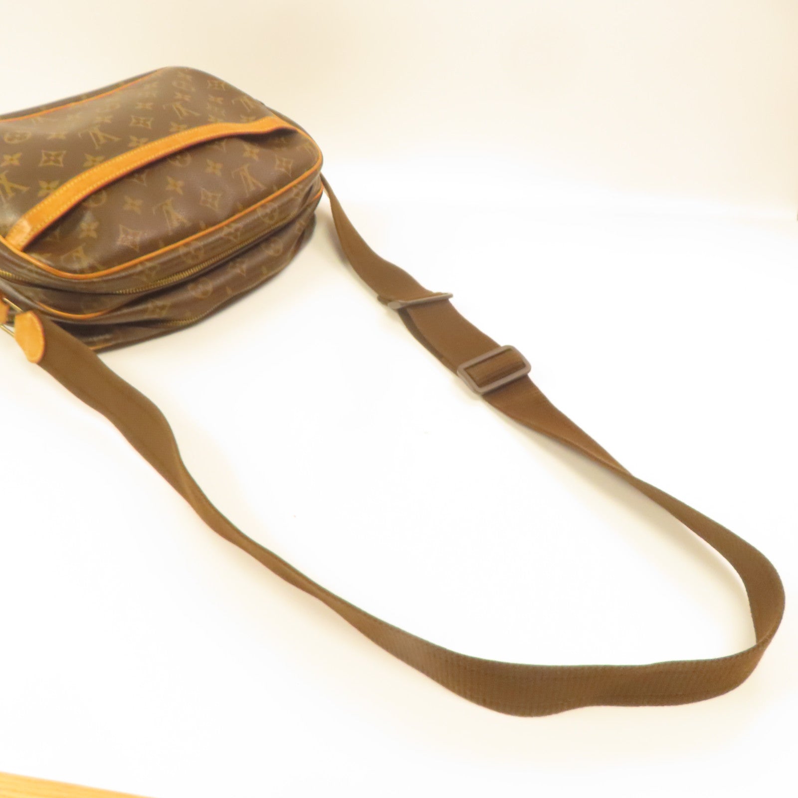LOUIS VUITTON Monogram Reporter PM金扣肩背袋啡色·