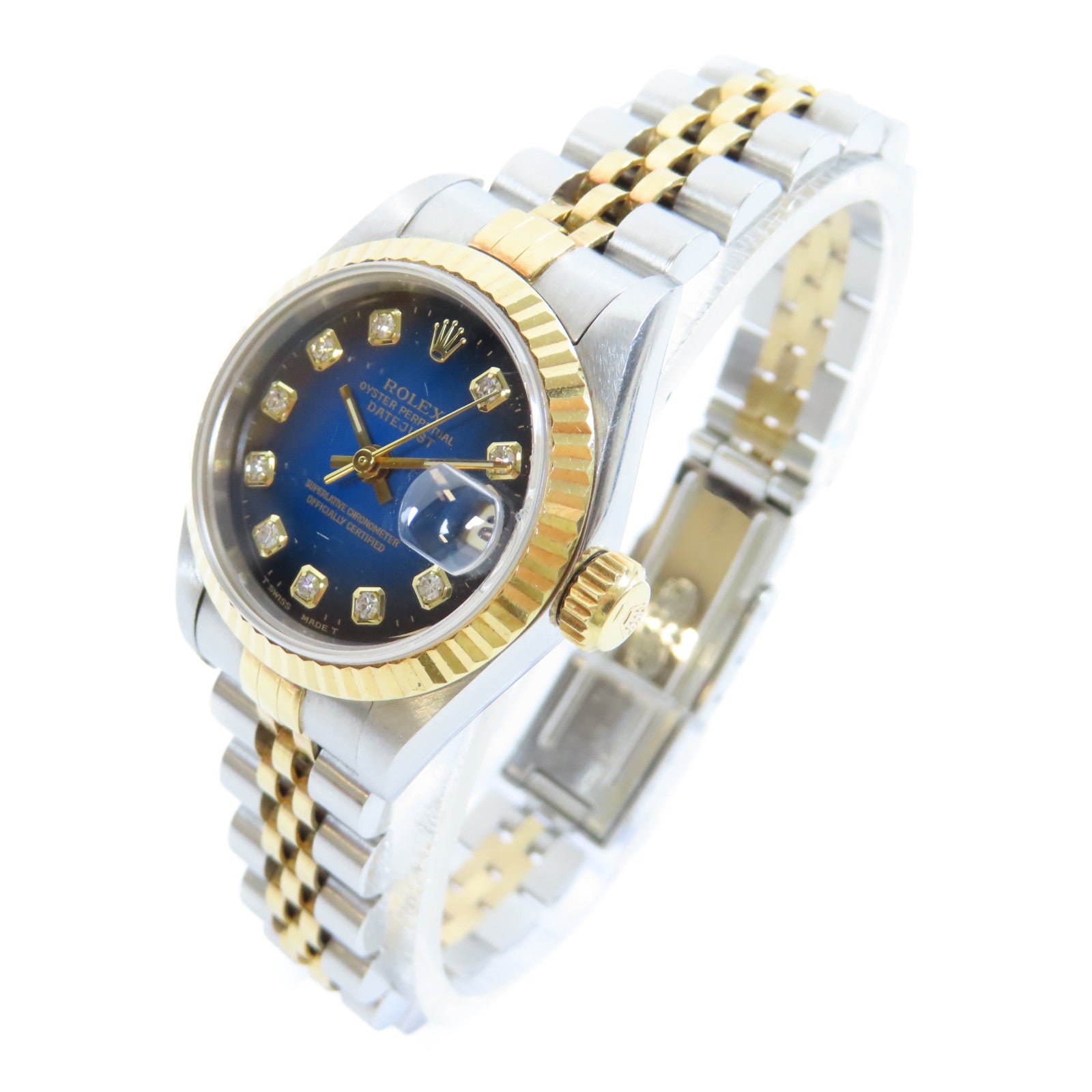 ROLEX 【激減優惠】18K黃金Lady Datejust 26mm不鏽鋼手錶自動機芯藍色