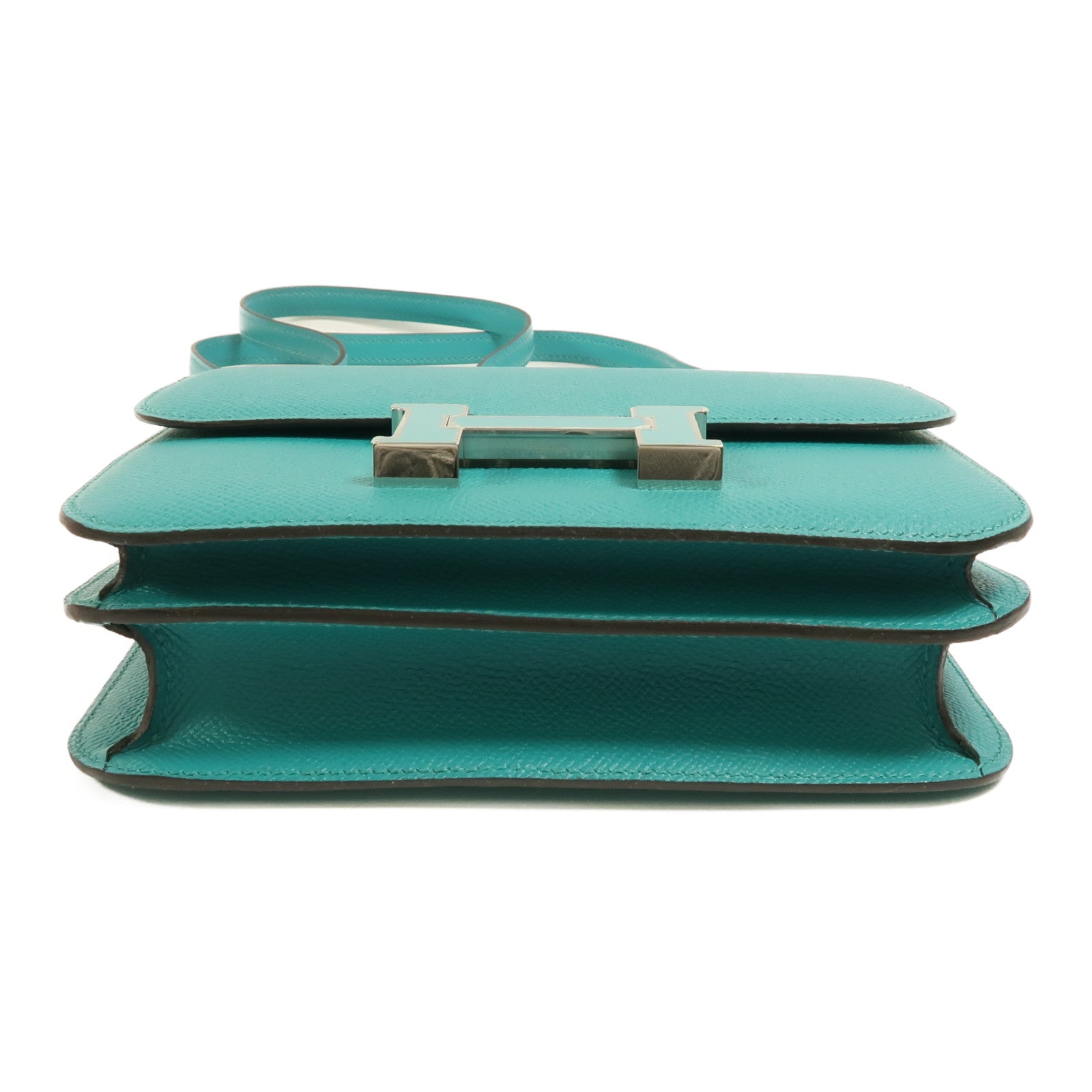 HERMES Epsom皮革Constance Mini肩背袋Bleu Paon