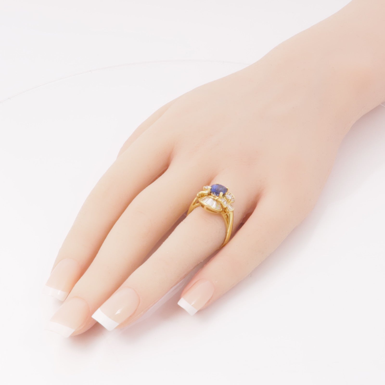 JEWELRY 【激減優惠】18K黃金Sapphire Diamond Ring藍寶石/鑽石戒指US#7.5