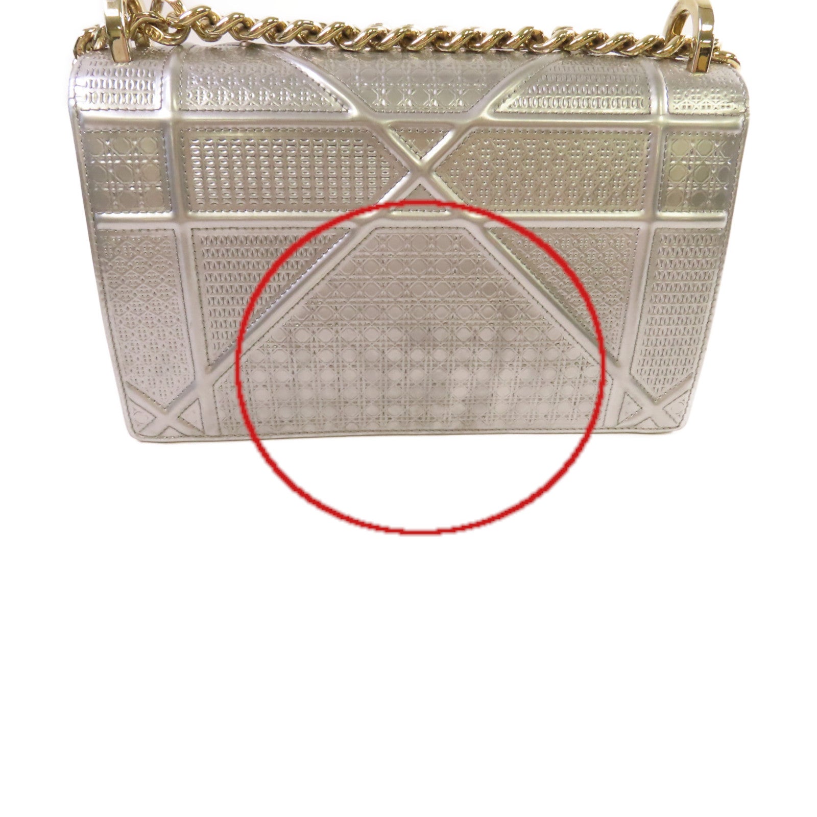 Dior 【清倉大減價】牛皮皮革Diorama Chain Shoulder Bag金扣鏈帶肩背袋銀色