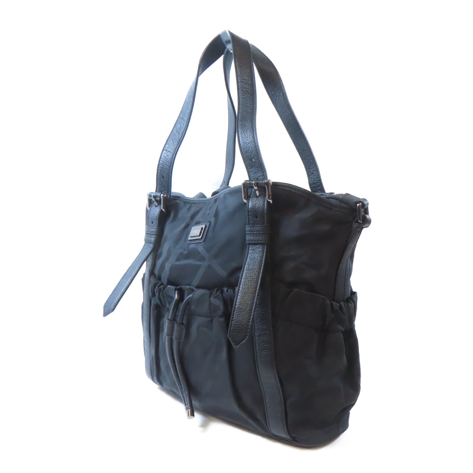 BURBERRY 尼龍2 Way Shoulder Bag銀扣手挽肩背兩用袋黑色