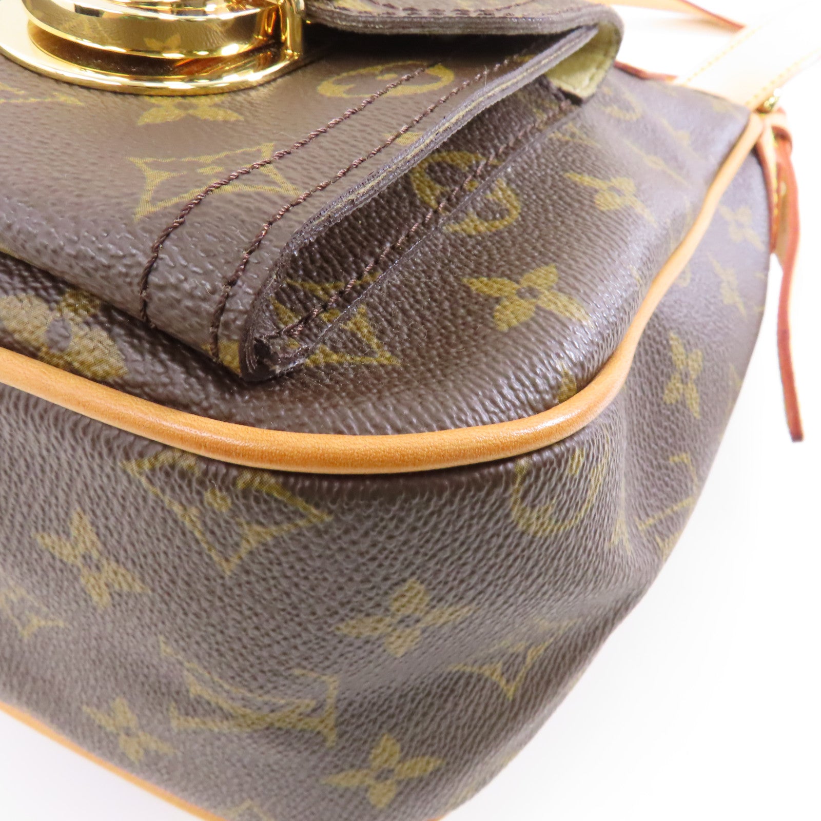 LOUIS VUITTON Monogram Hudson GM金扣肩背袋啡色