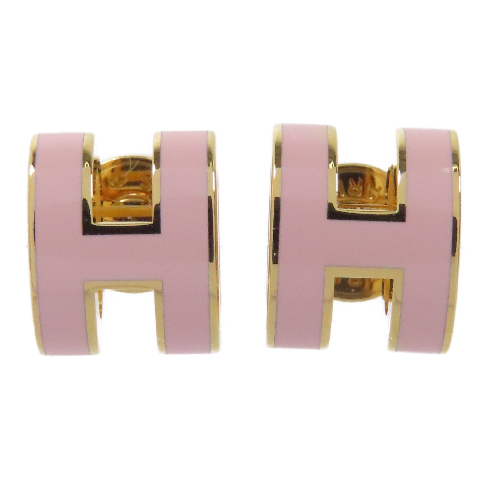 HERMES 金屬Mini Pop H Earrings耳環金色/粉紅色
