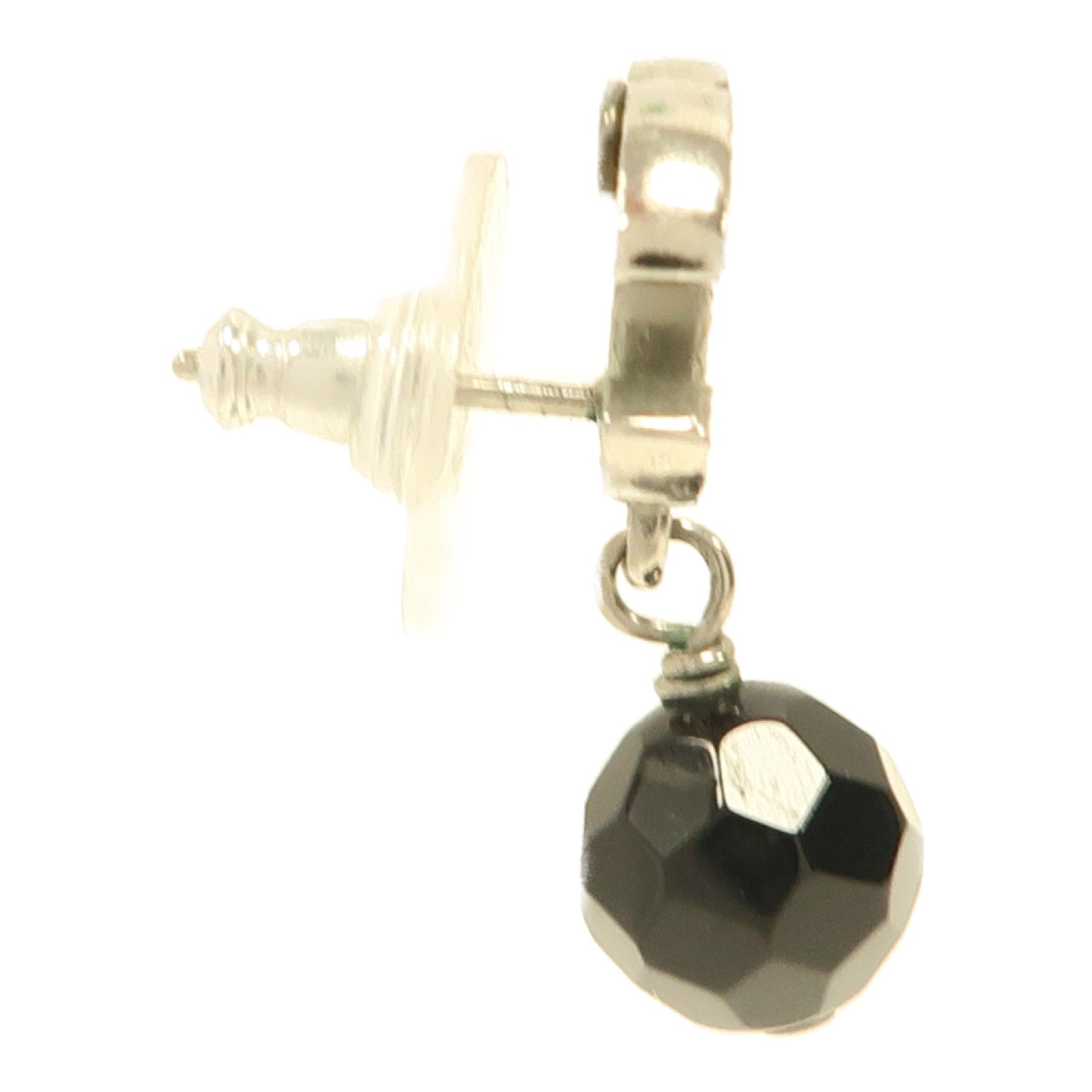 CHANEL 金屬/PVC Earrings耳環銀色/黑色