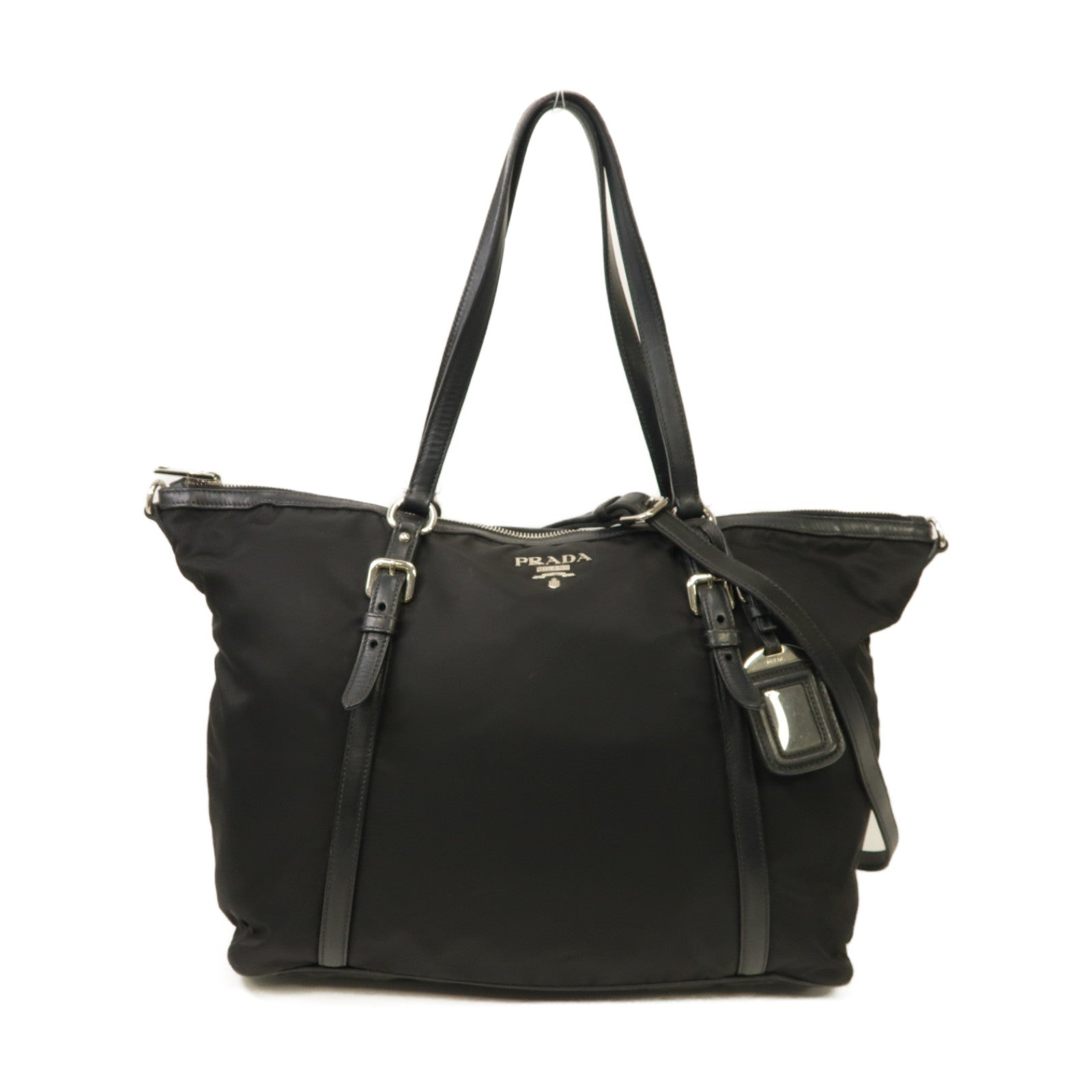 PRADA 尼龍2way Shoulder Bag銀扣手挽肩背兩用袋黑色