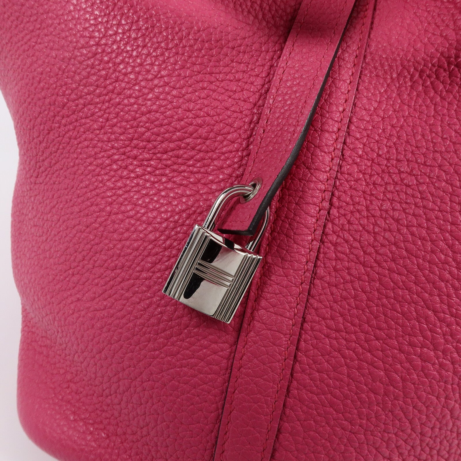 HERMES Clemence皮革Picotin MM扣手挽袋Rose Shocking