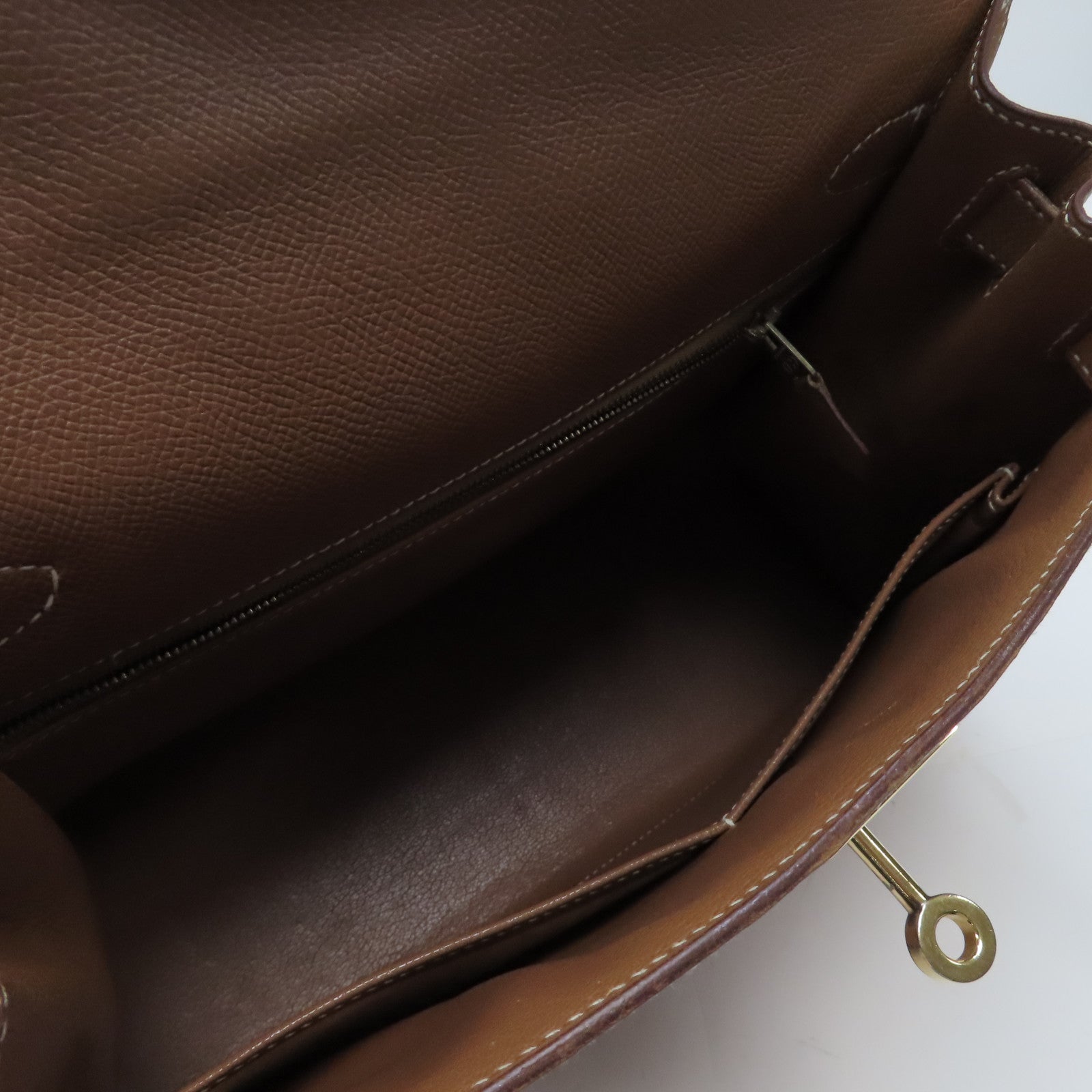 HERMES Courchevel皮革Kelly 28手挽肩背兩用袋Gold/金色