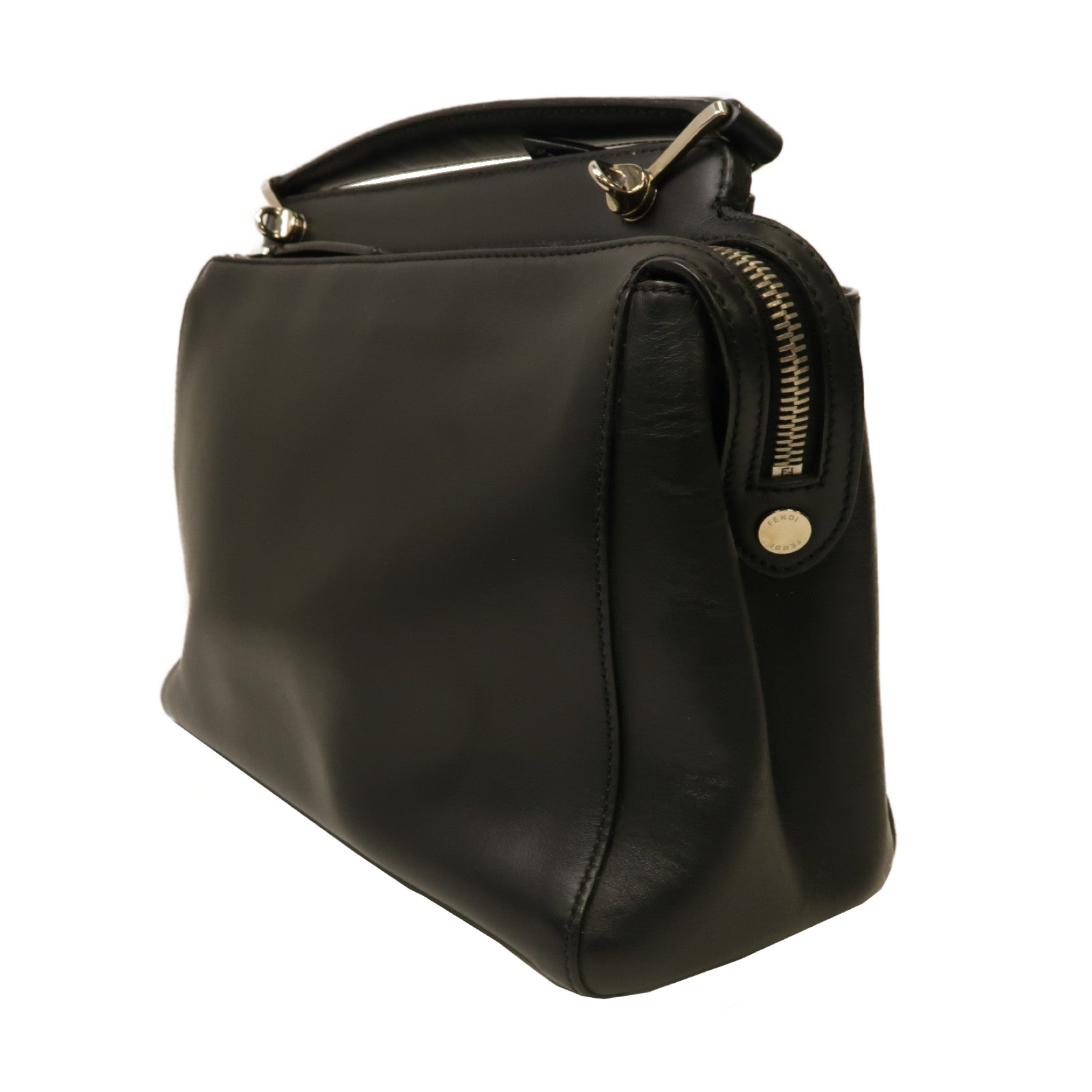 FENDI 牛皮皮革Dotcom 2 Way Shoulder Bag銀扣手挽肩背兩用袋黑色