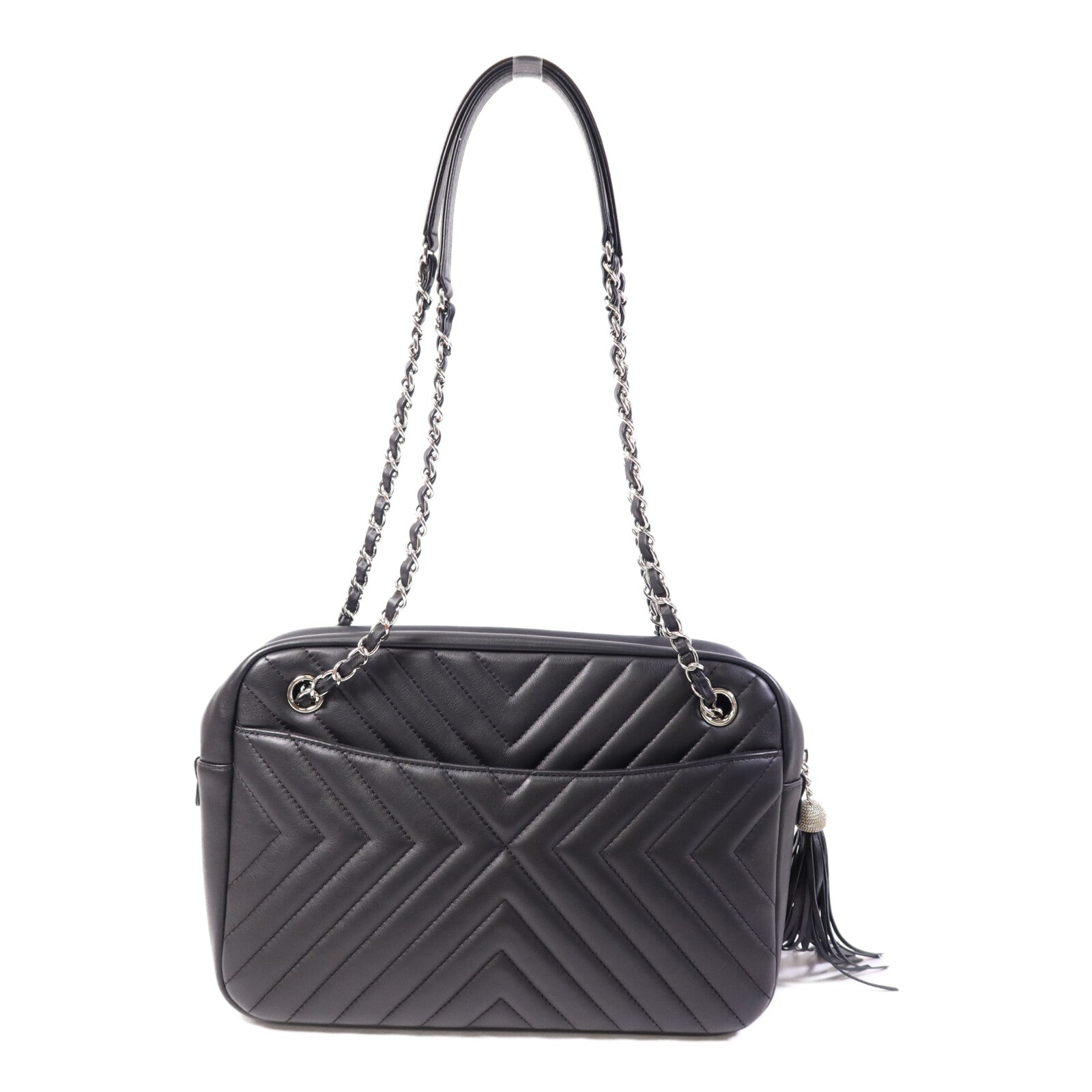 CHANEL 【激減優惠】牛皮皮革Shoulder Bag銀扣鏈帶肩背袋