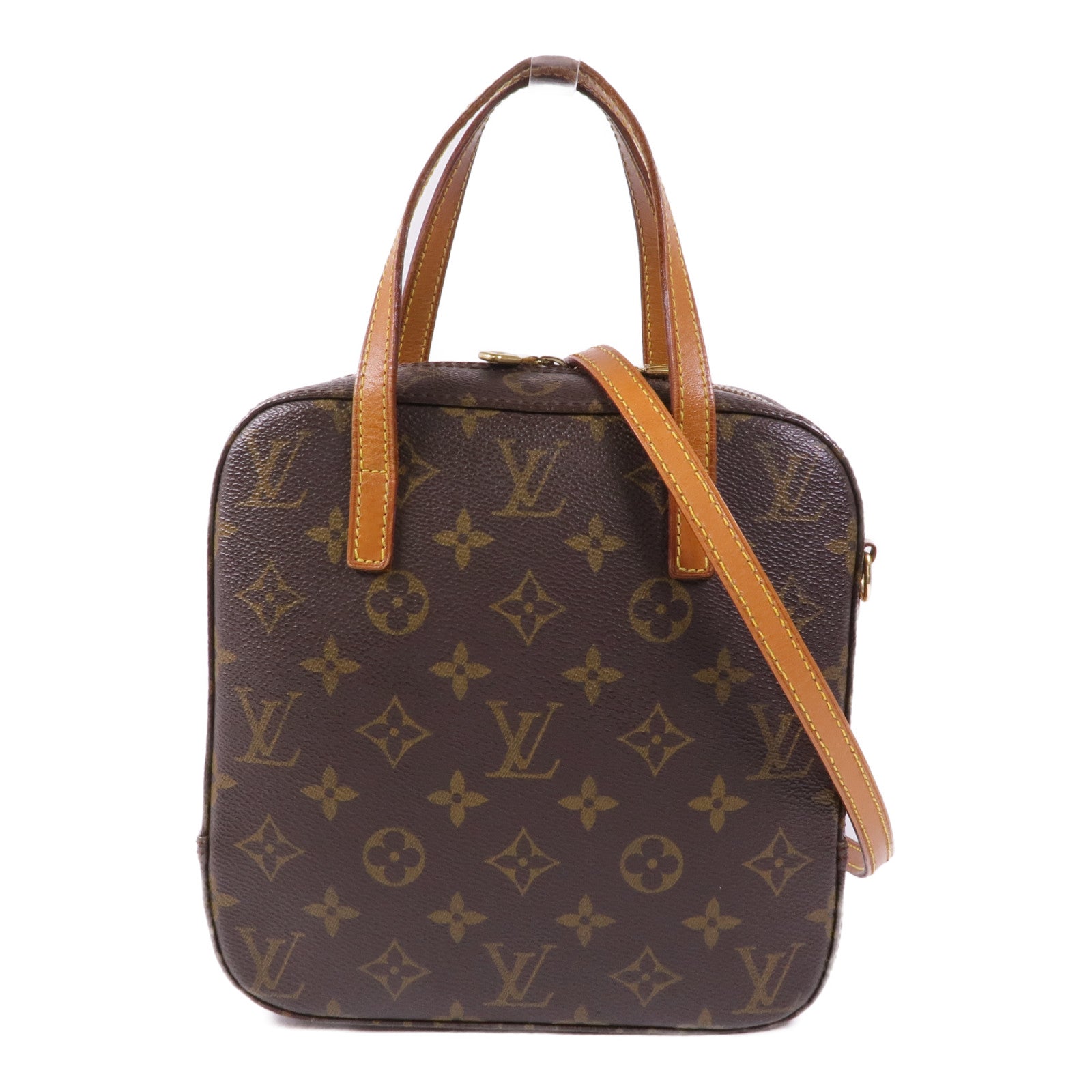 LOUIS VUITTON Monogram Spontini金扣手挽肩背兩用袋棕色