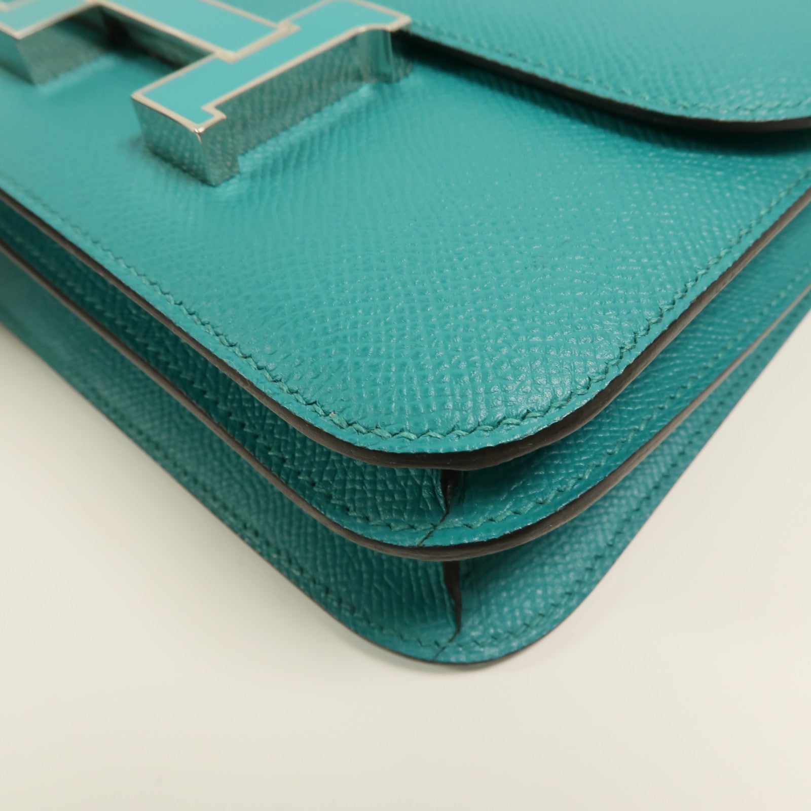 HERMES Epsom皮革Constance Mini肩背袋Bleu Paon