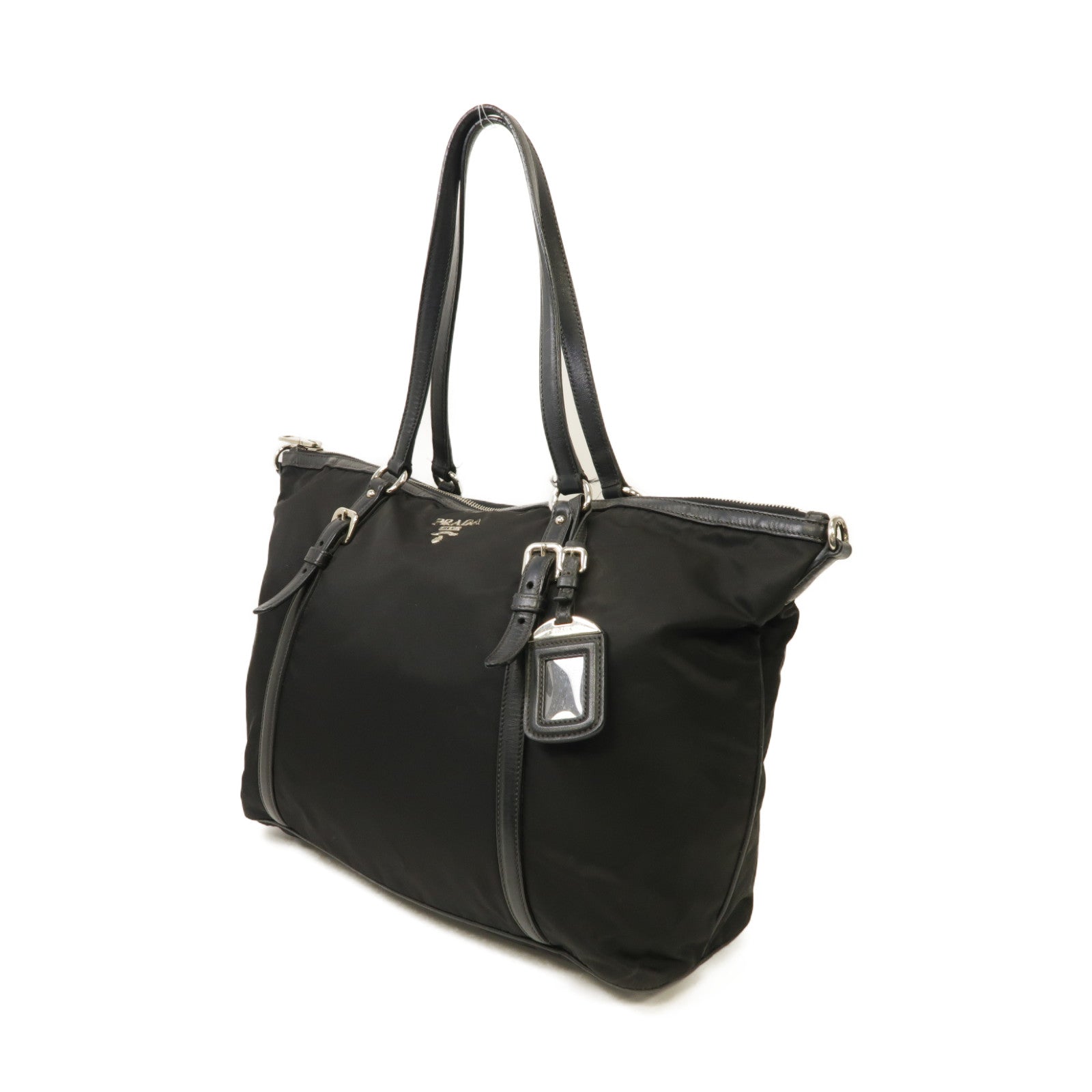 PRADA 尼龍2way Shoulder Bag銀扣手挽肩背兩用袋黑色