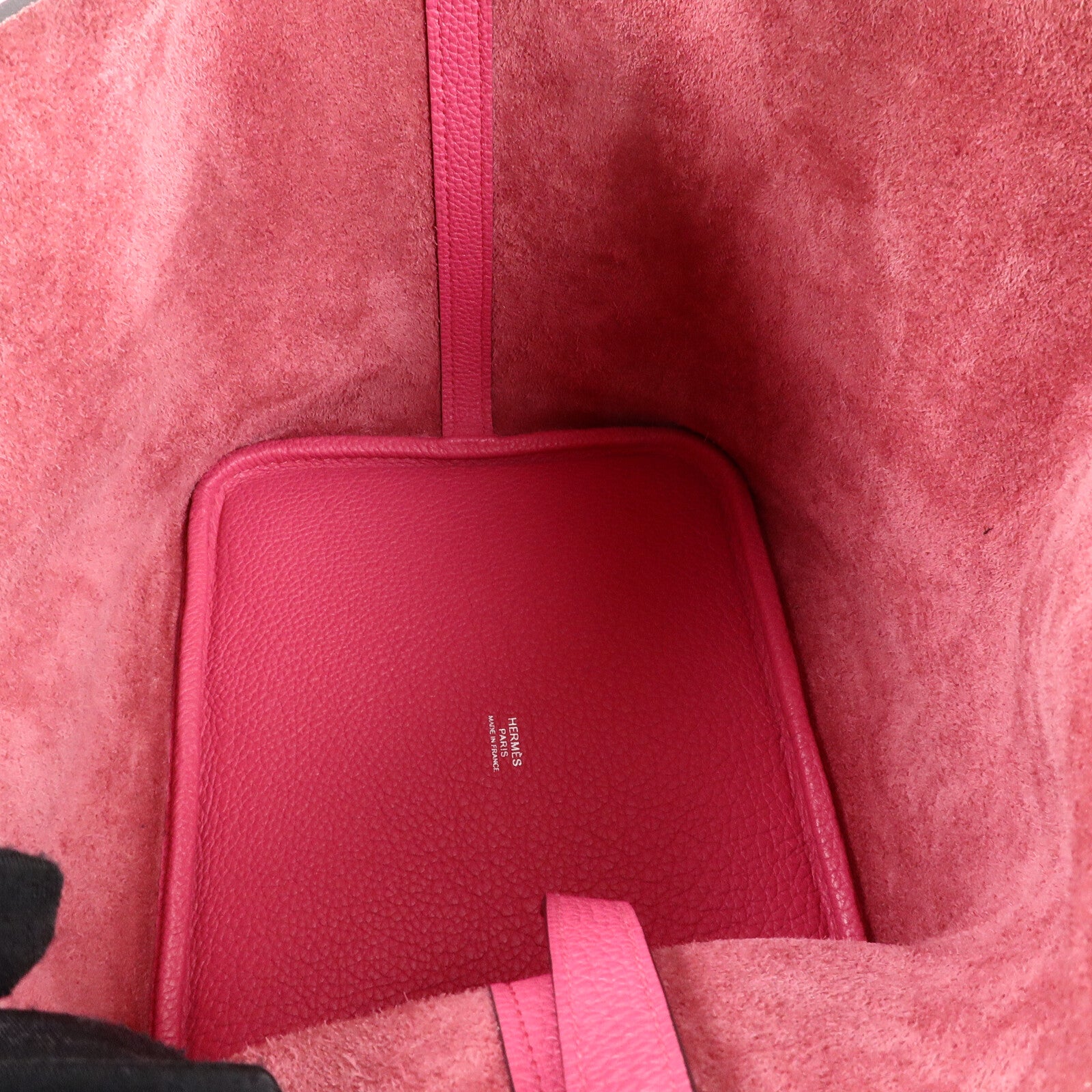 HERMES Clemence皮革Picotin MM扣手挽袋Rose Shocking