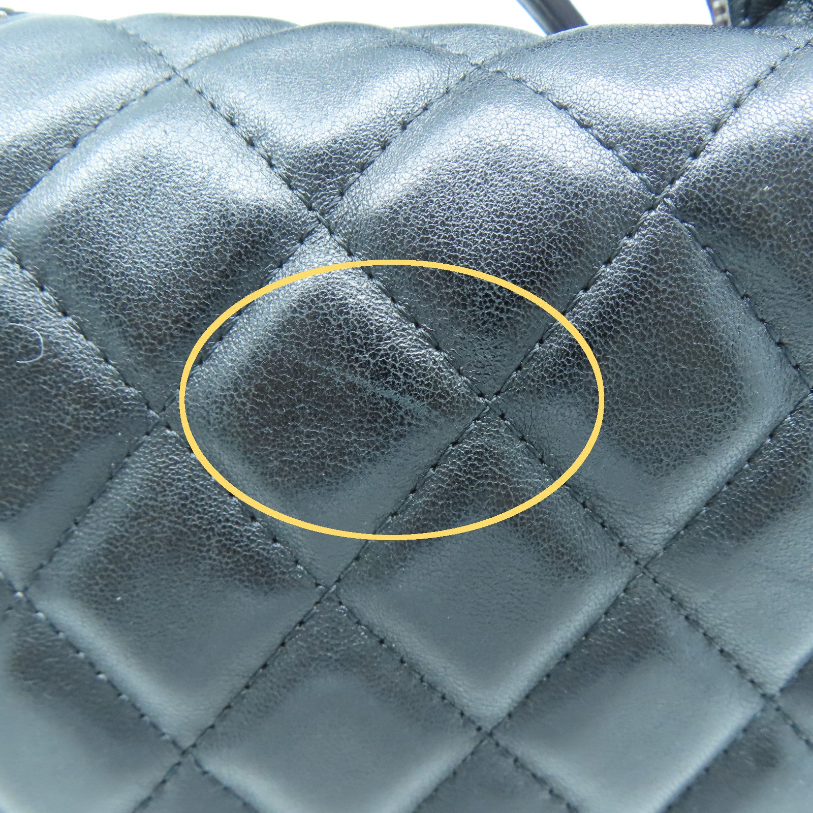 CHANEL 菱格羊皮皮革Handbag銀扣手挽袋黑色