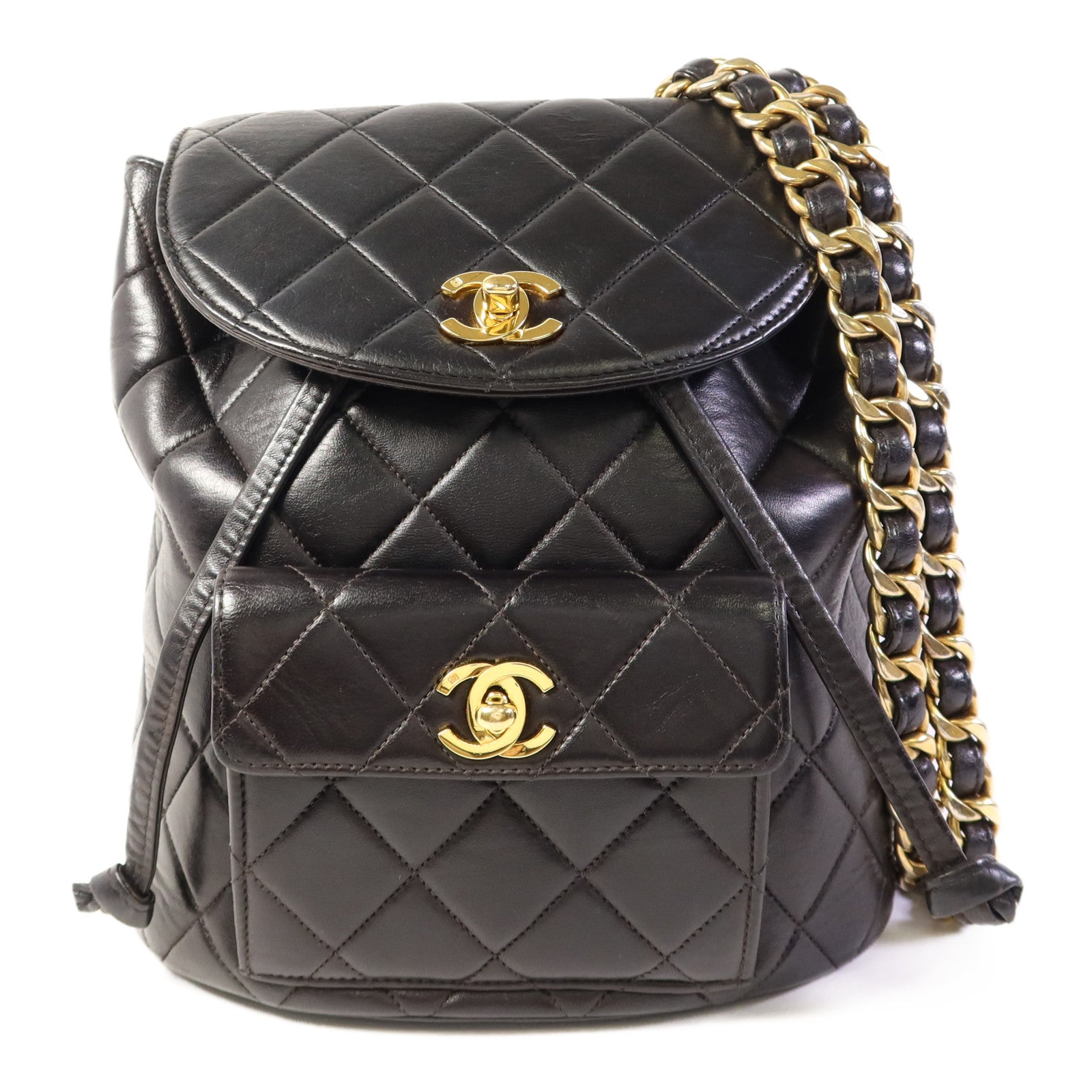 CHANEL 牛皮皮革Vintage Backpack金扣背包